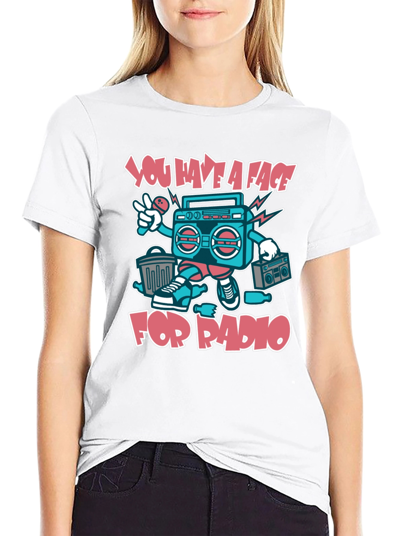 Radio Face Graphic T-Shirt - Quirky Music Lover Tee