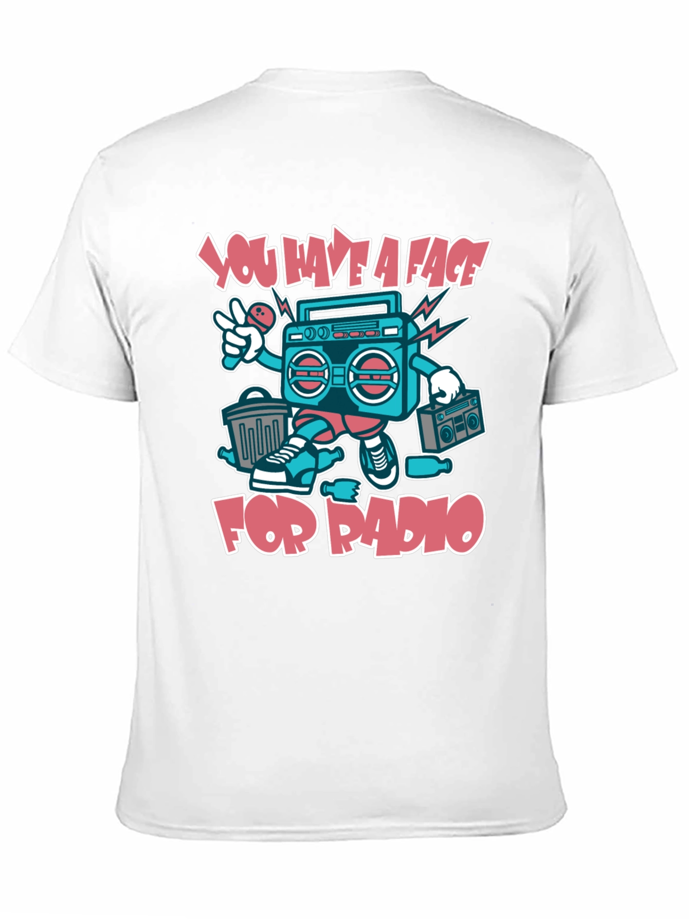 Radio Face Graphic T-Shirt - Quirky Music Lover Tee