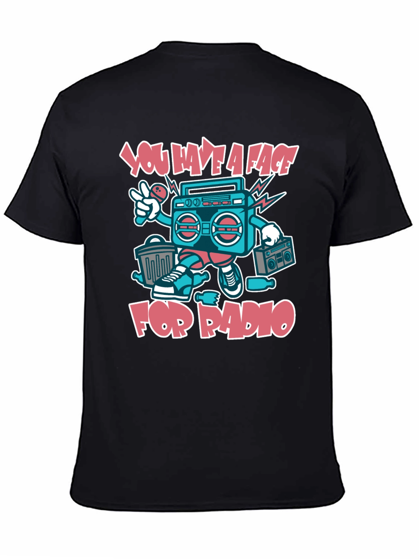 Radio Face Graphic T-Shirt - Quirky Music Lover Tee