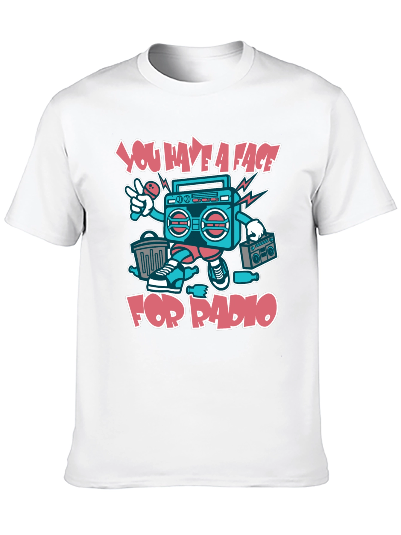 Radio Face Graphic T-Shirt - Quirky Music Lover Tee