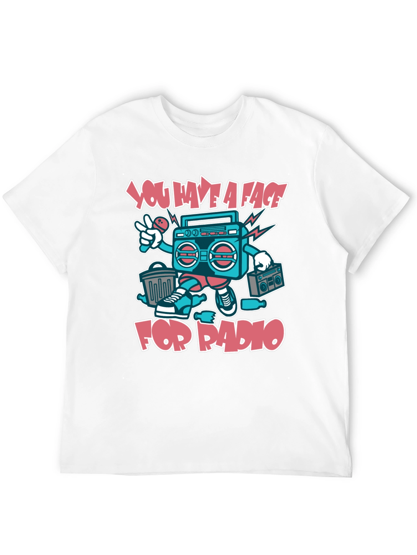Radio Face Graphic T-Shirt - Quirky Music Lover Tee