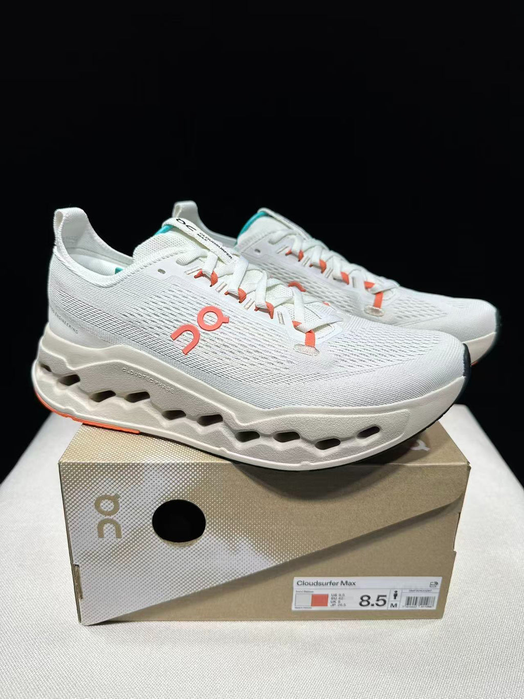 On Cloudsurfer Max Road-Running Shoes Ivory | Salmon