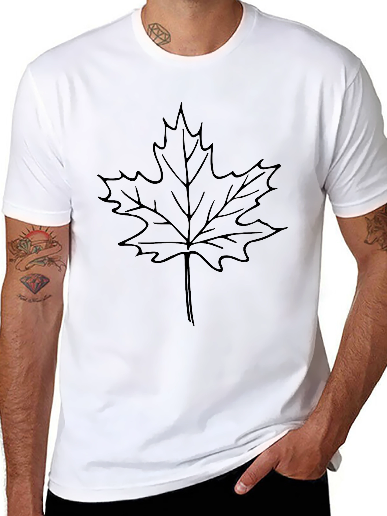 Black Maple Leaf Graphic Tee