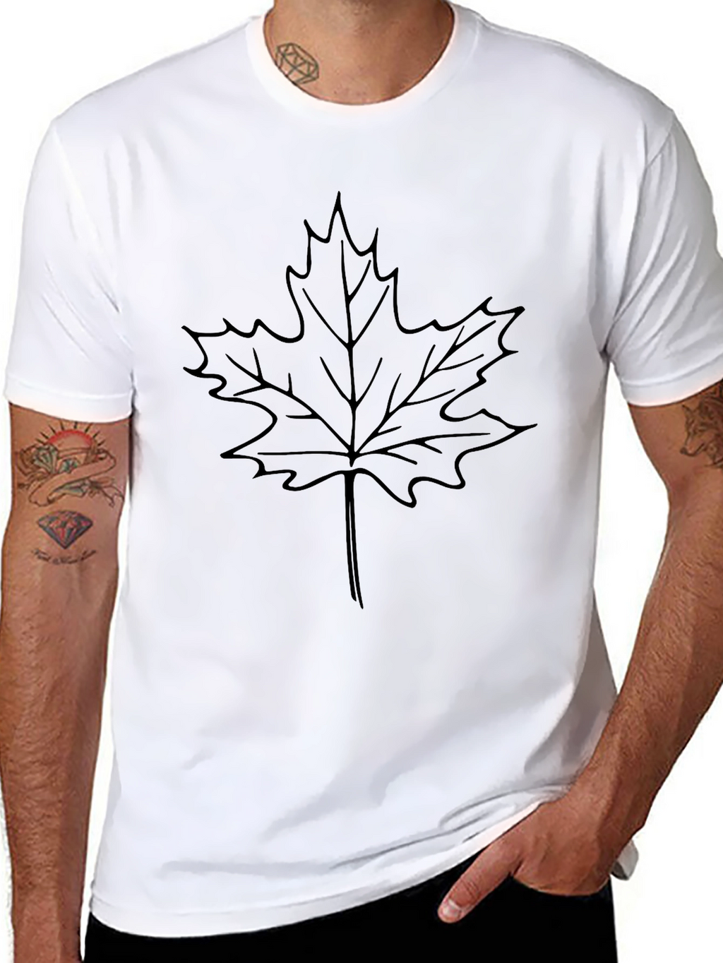 Black Maple Leaf Graphic Tee