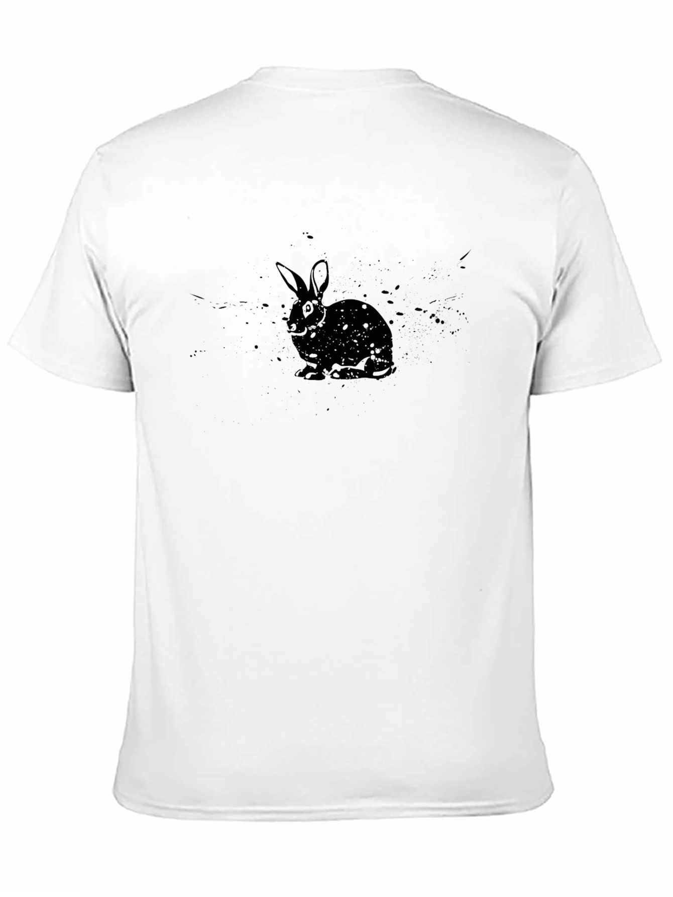 Rabbit Graphic Print T-Shirt - Casual Black Tee