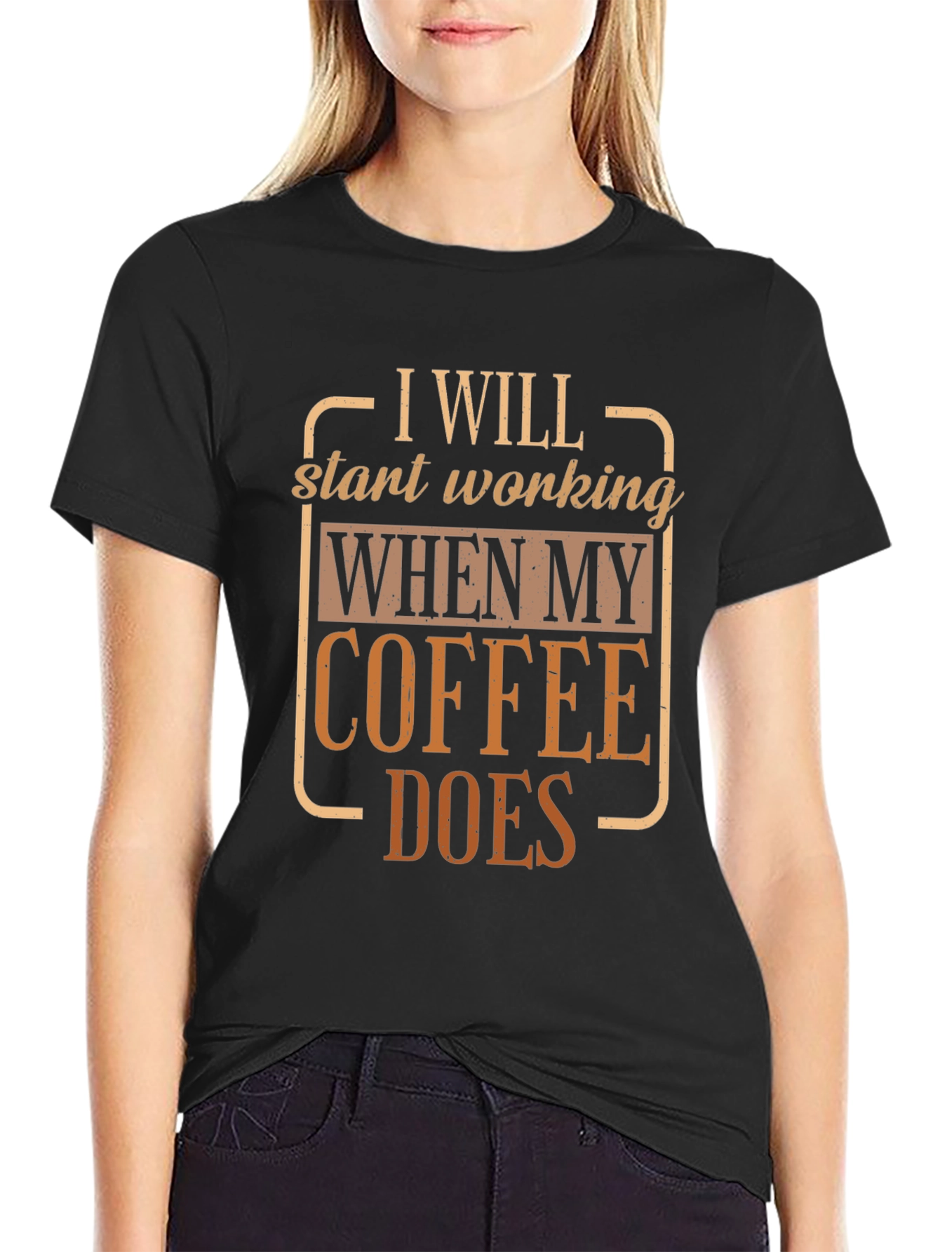 Coffee Does Funny T-Shirt Black Cotton