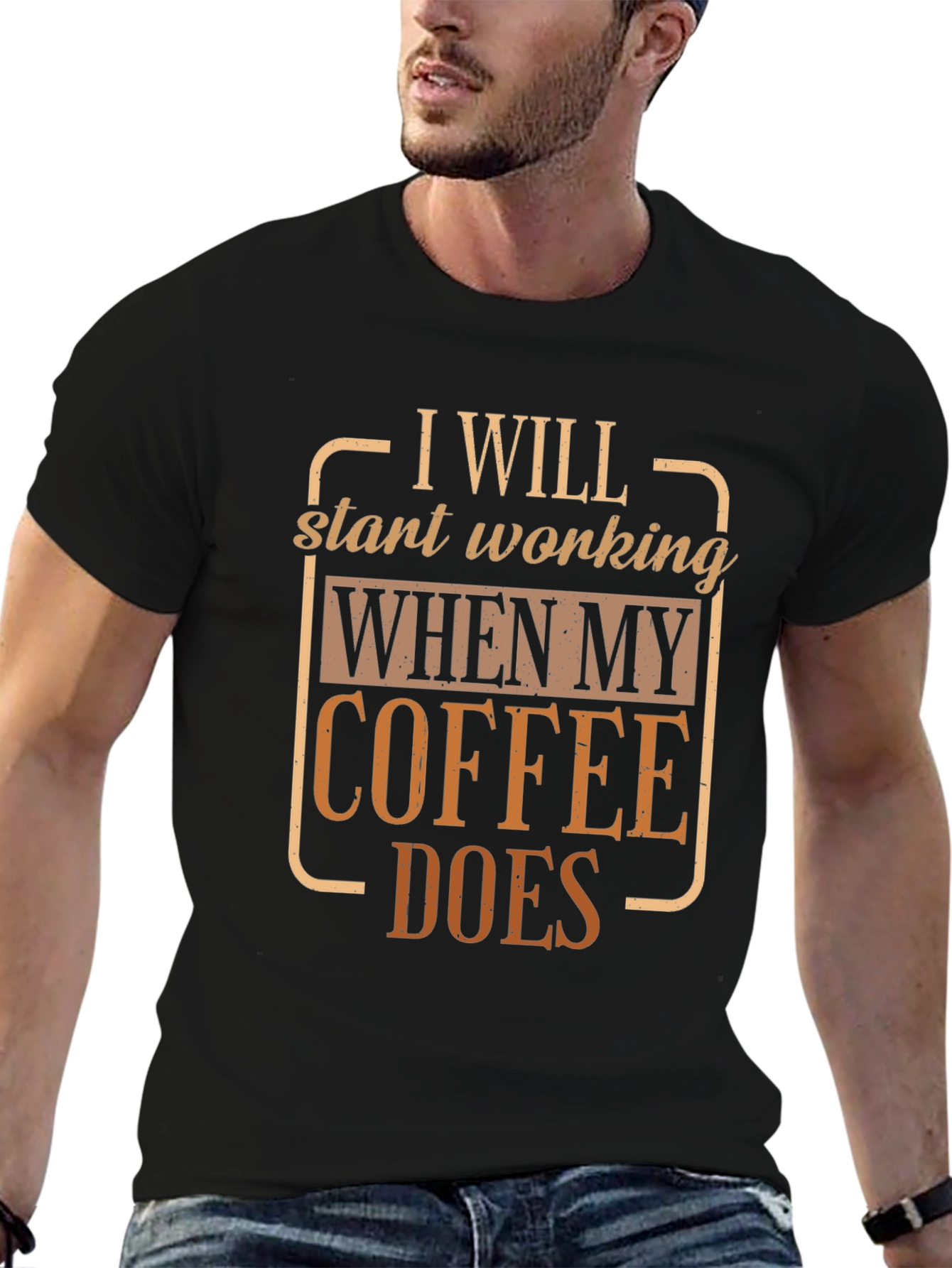 Coffee Does Funny T-Shirt Black Cotton