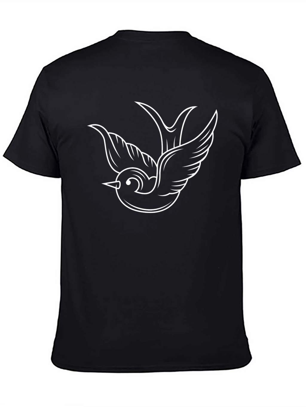 Black T-Shirt with White Sparrow Graphic