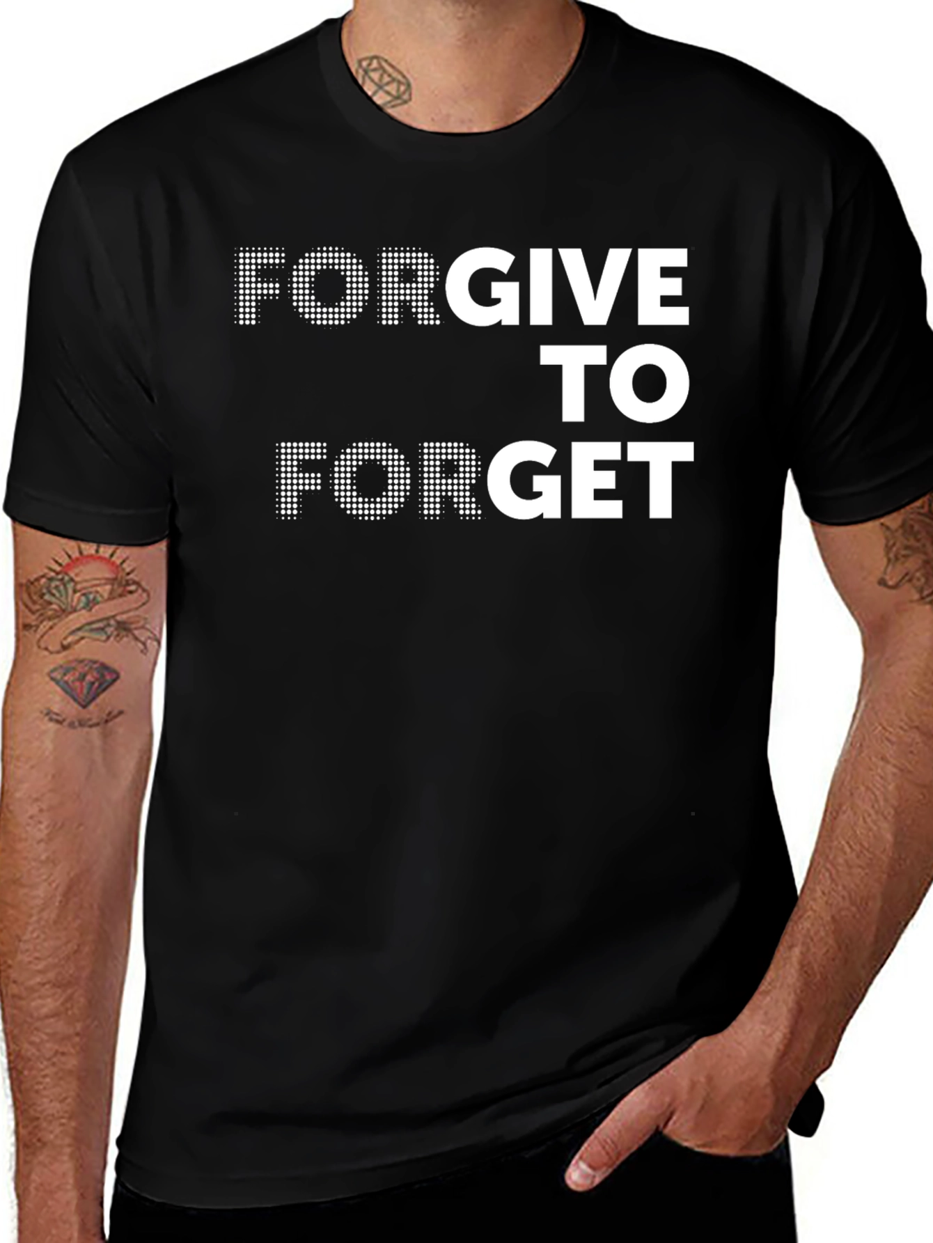 Forgive to Forget Graphic Tee - Black Crew Neck T-Shirt