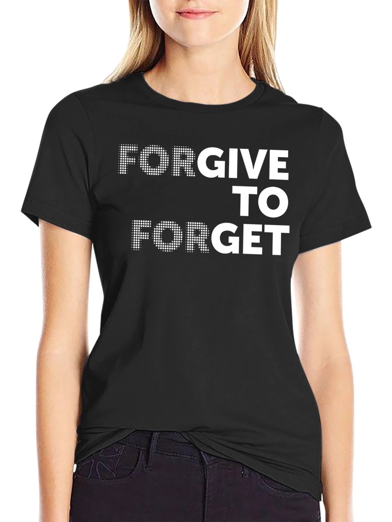 Forgive to Forget Graphic Tee - Black Crew Neck T-Shirt