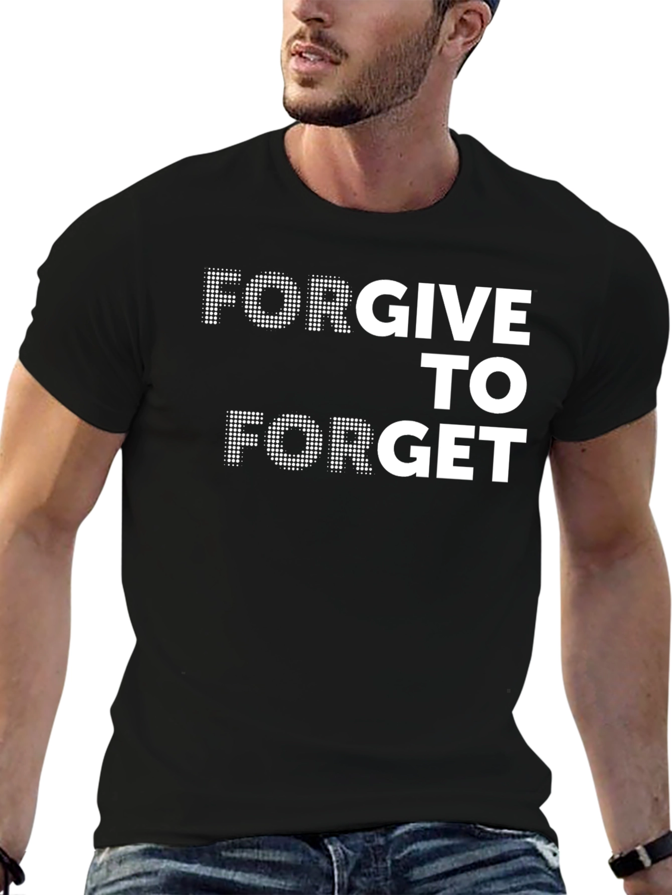 Forgive to Forget Graphic Tee - Black Crew Neck T-Shirt