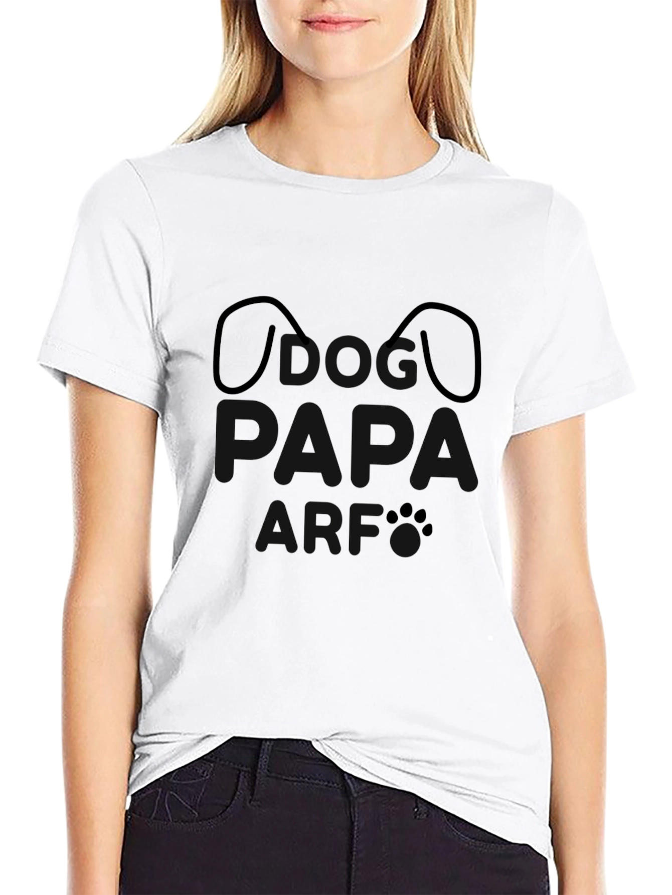 Dog Face Outline T-Shirt - Black