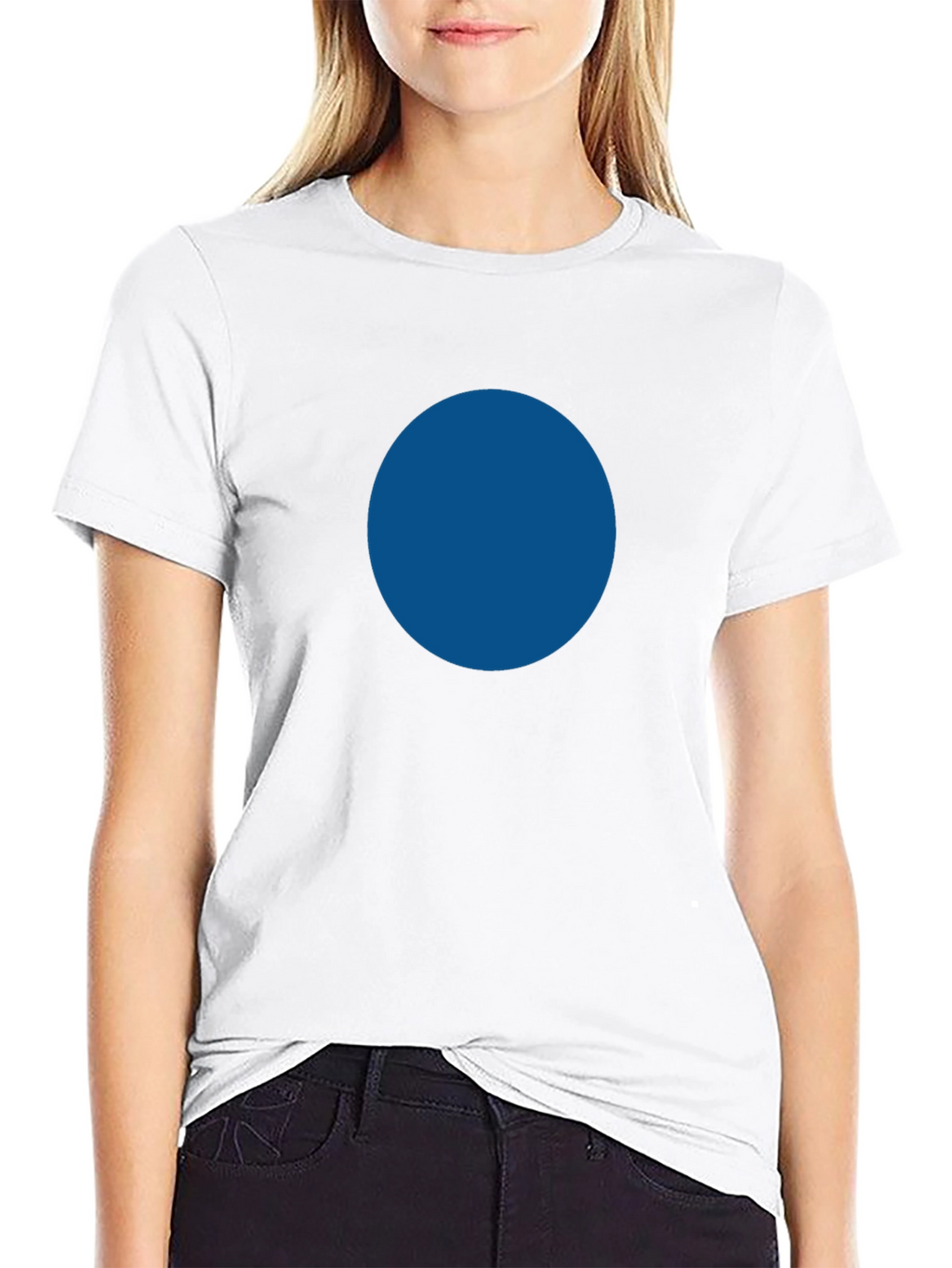 Simple Black Tee with Bold Blue Circle