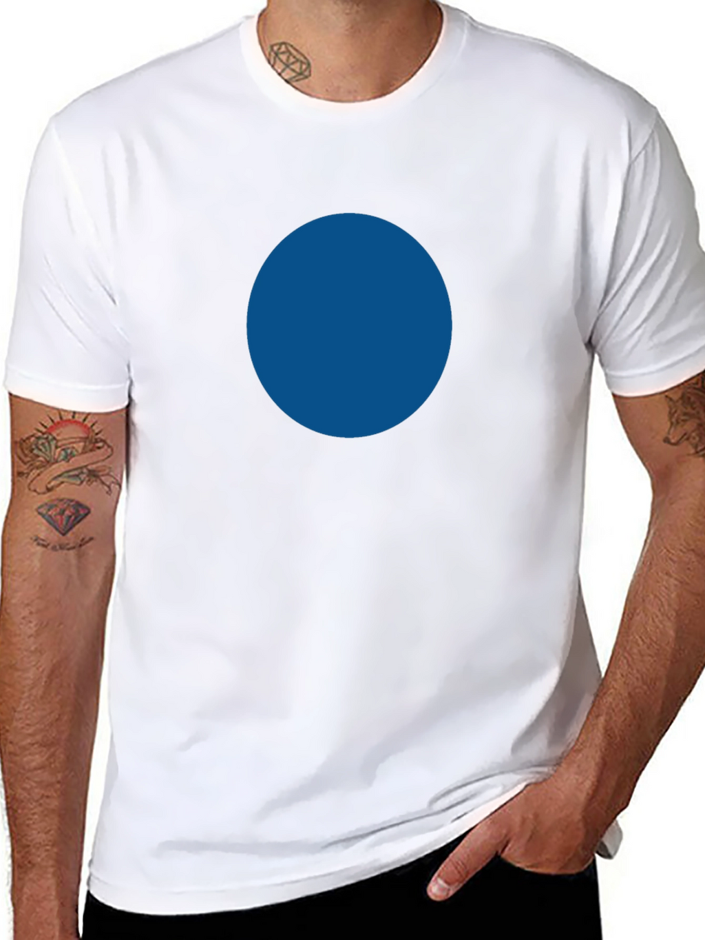 Simple Black Tee with Bold Blue Circle