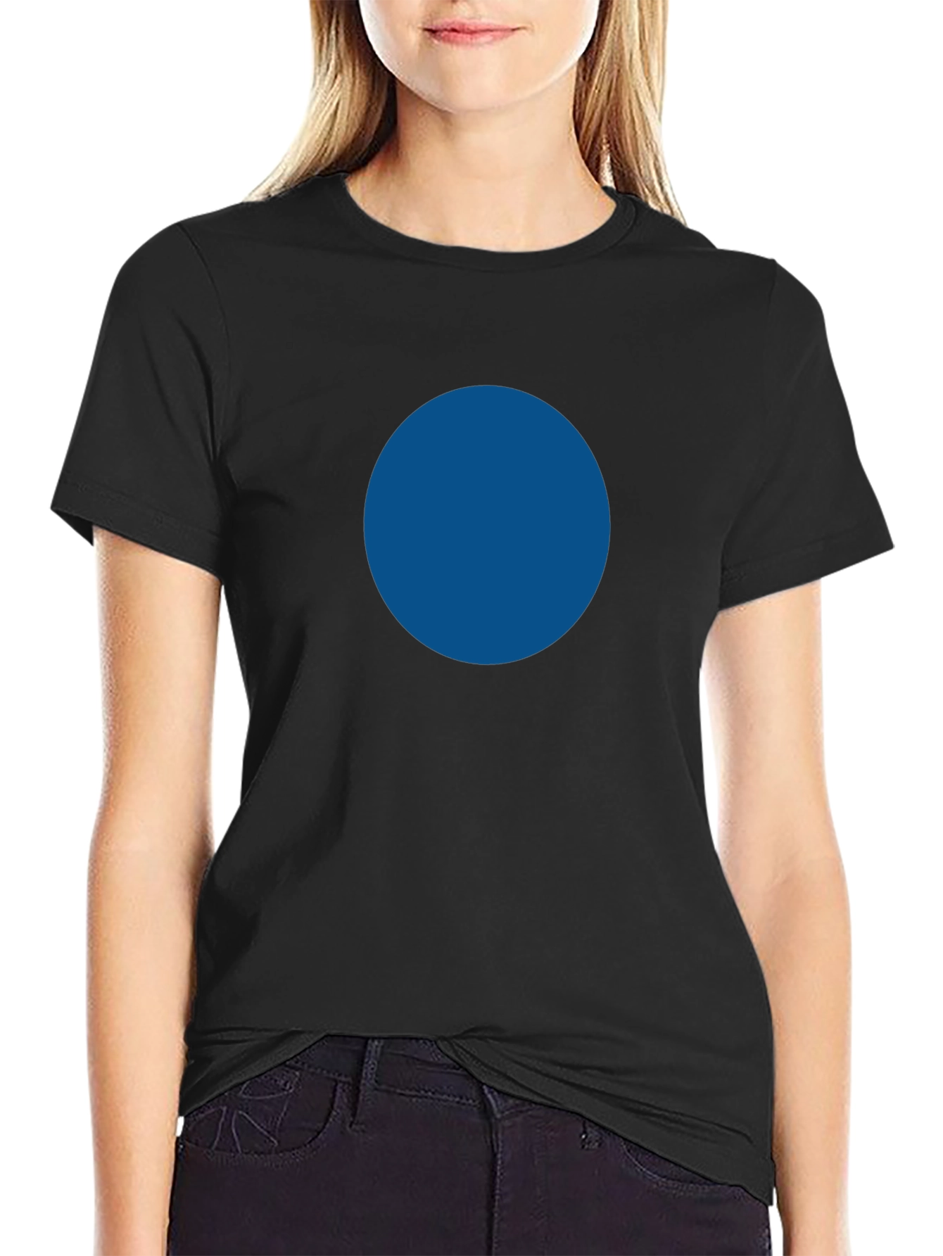 Simple Black Tee with Bold Blue Circle