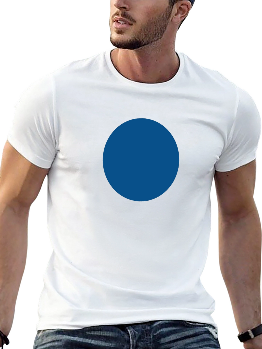 Simple Black Tee with Bold Blue Circle