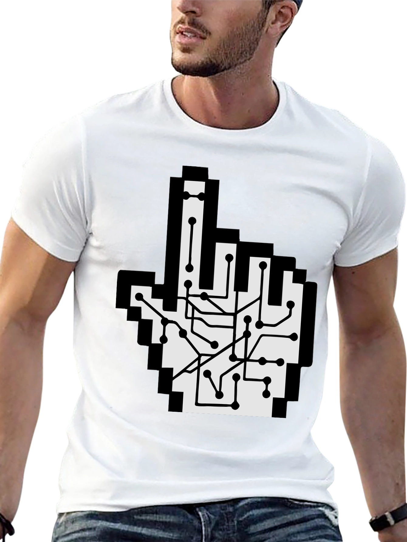 Circuit Board Pointer T-Shirt - Pixel Hand Design
