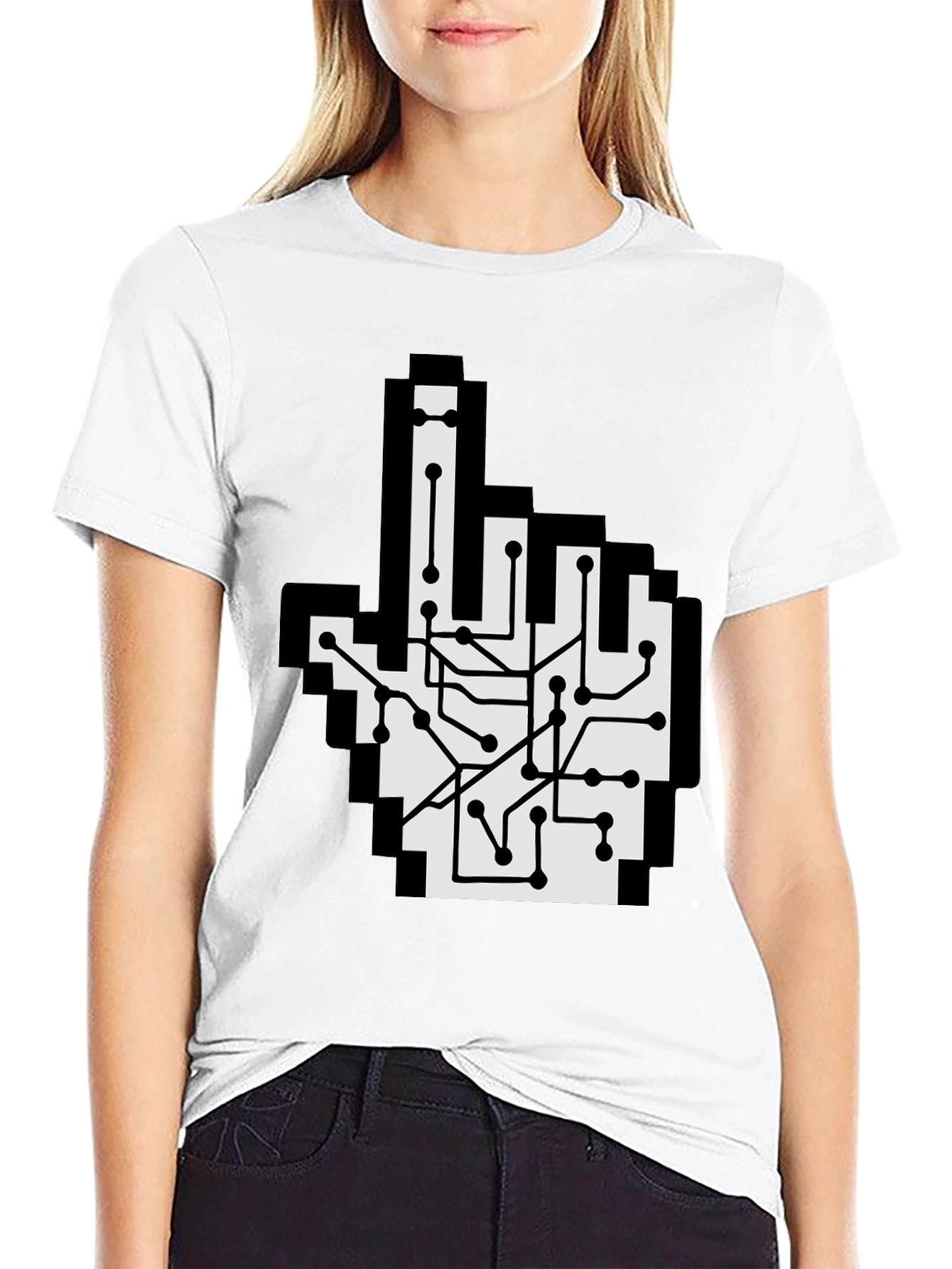 Circuit Board Pointer T-Shirt - Pixel Hand Design