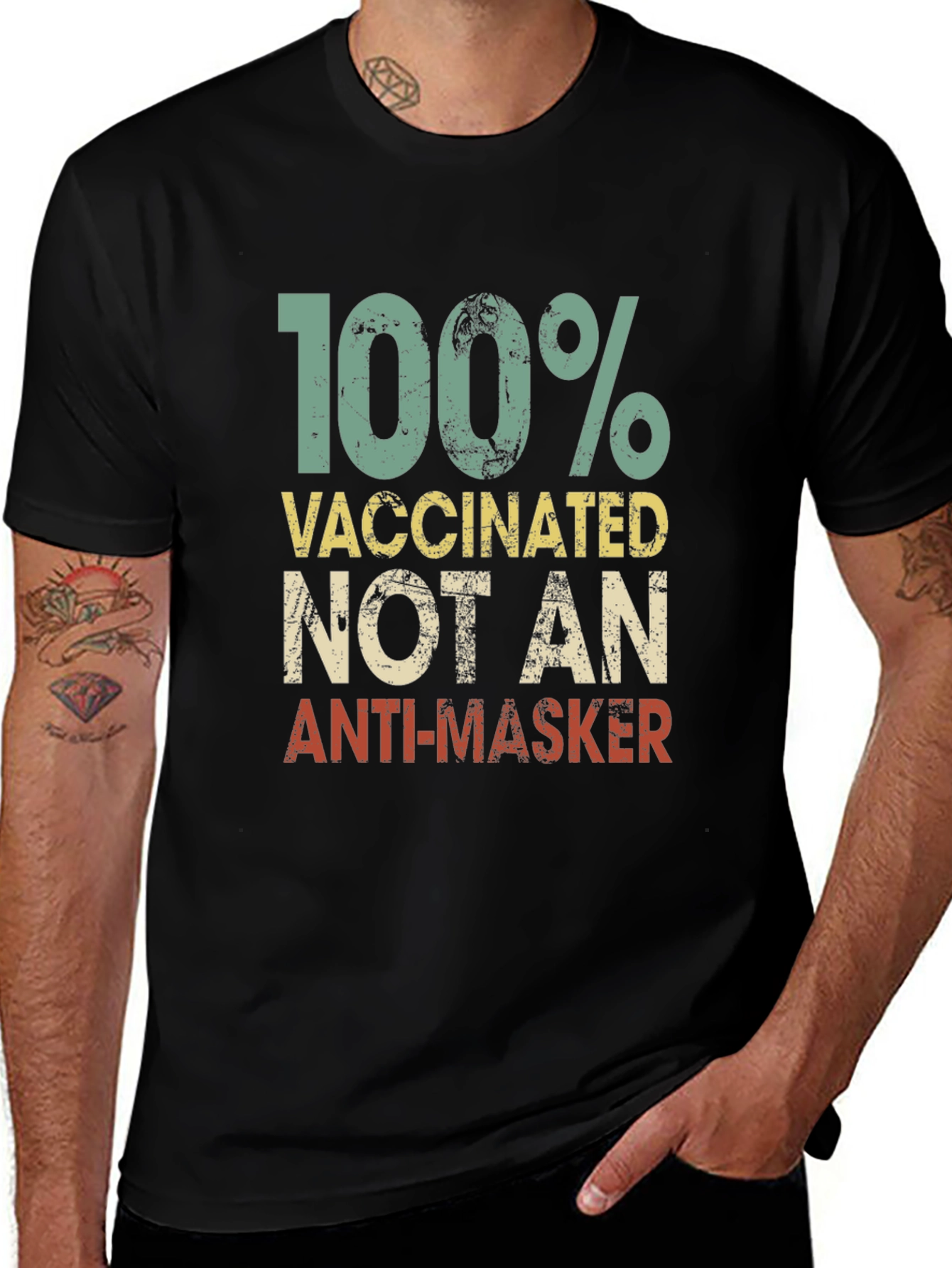 100% Vaccinated Not An Anti-Masker Black T-Shirt