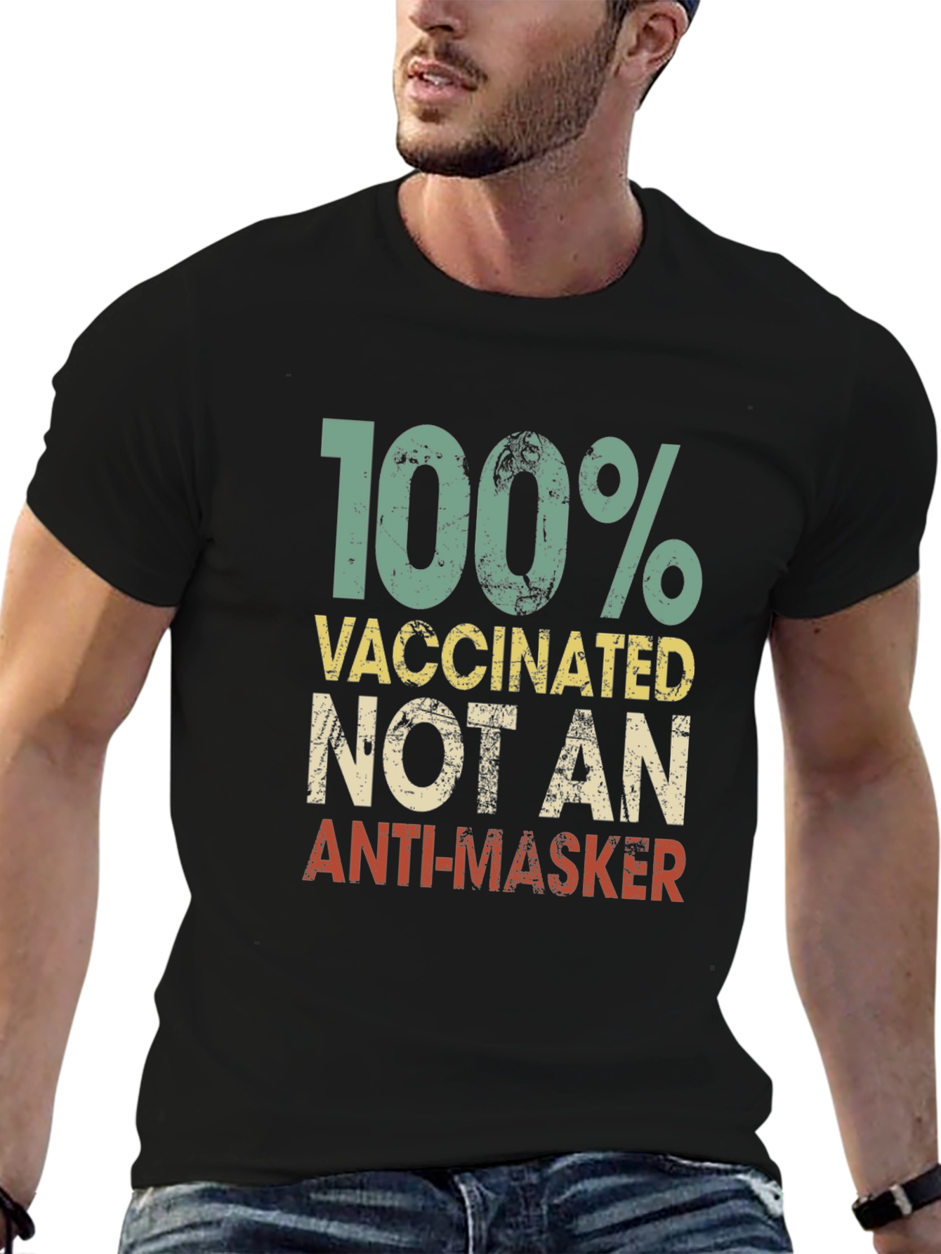 100% Vaccinated Not An Anti-Masker Black T-Shirt
