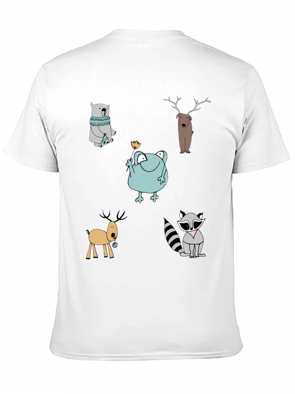 Cartoon Animal Print Crew Neck T-Shirt