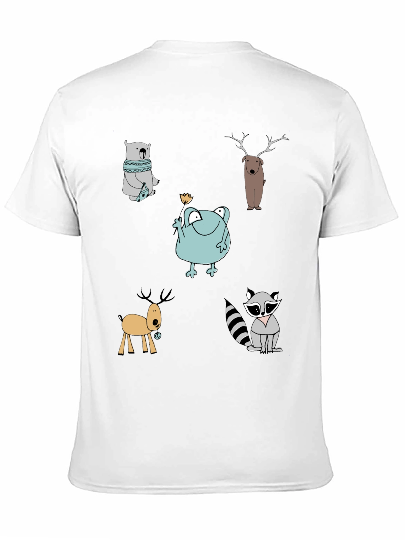 Cartoon Animal Print Crew Neck T-Shirt