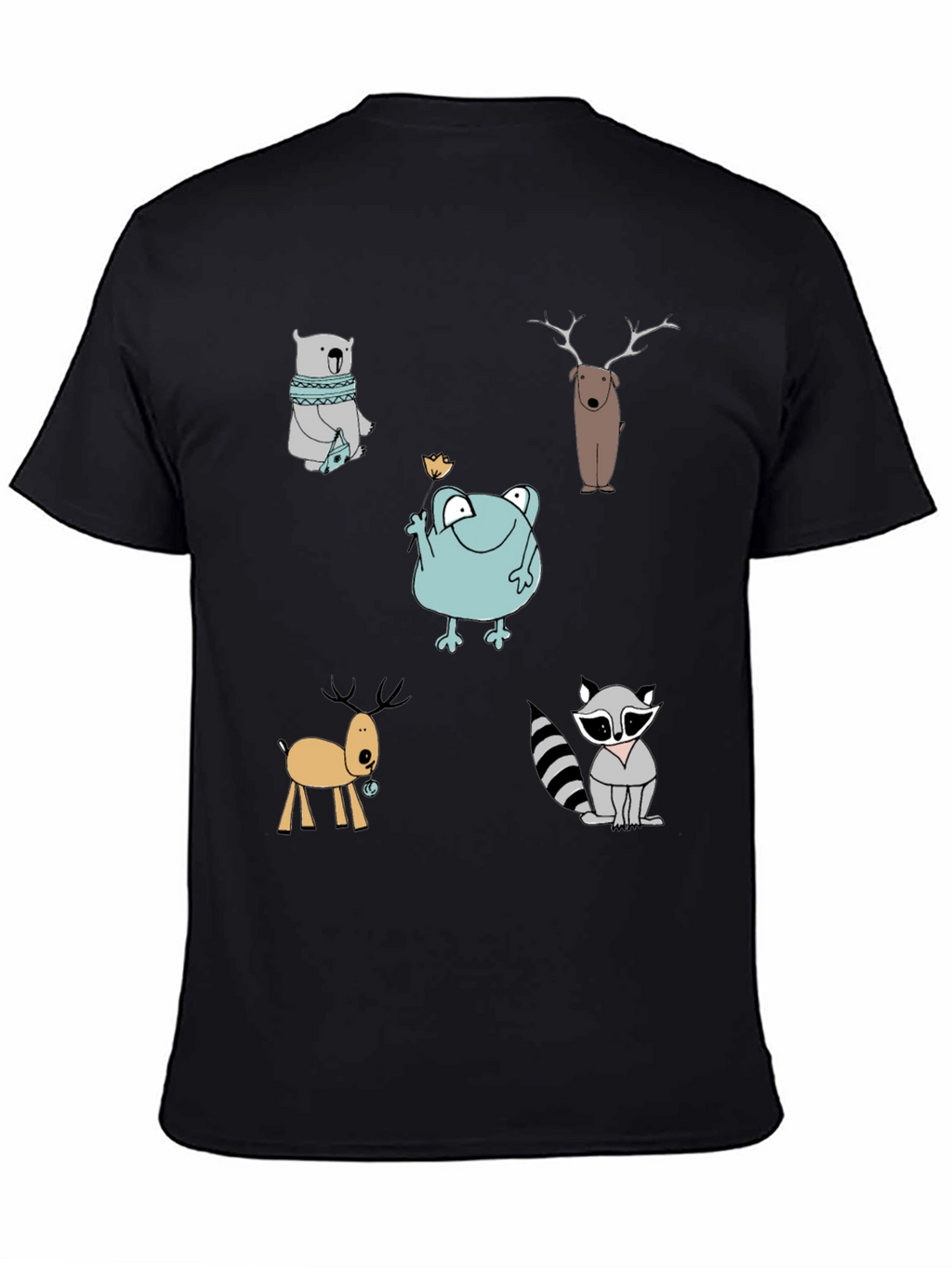 Cartoon Animal Print Crew Neck T-Shirt