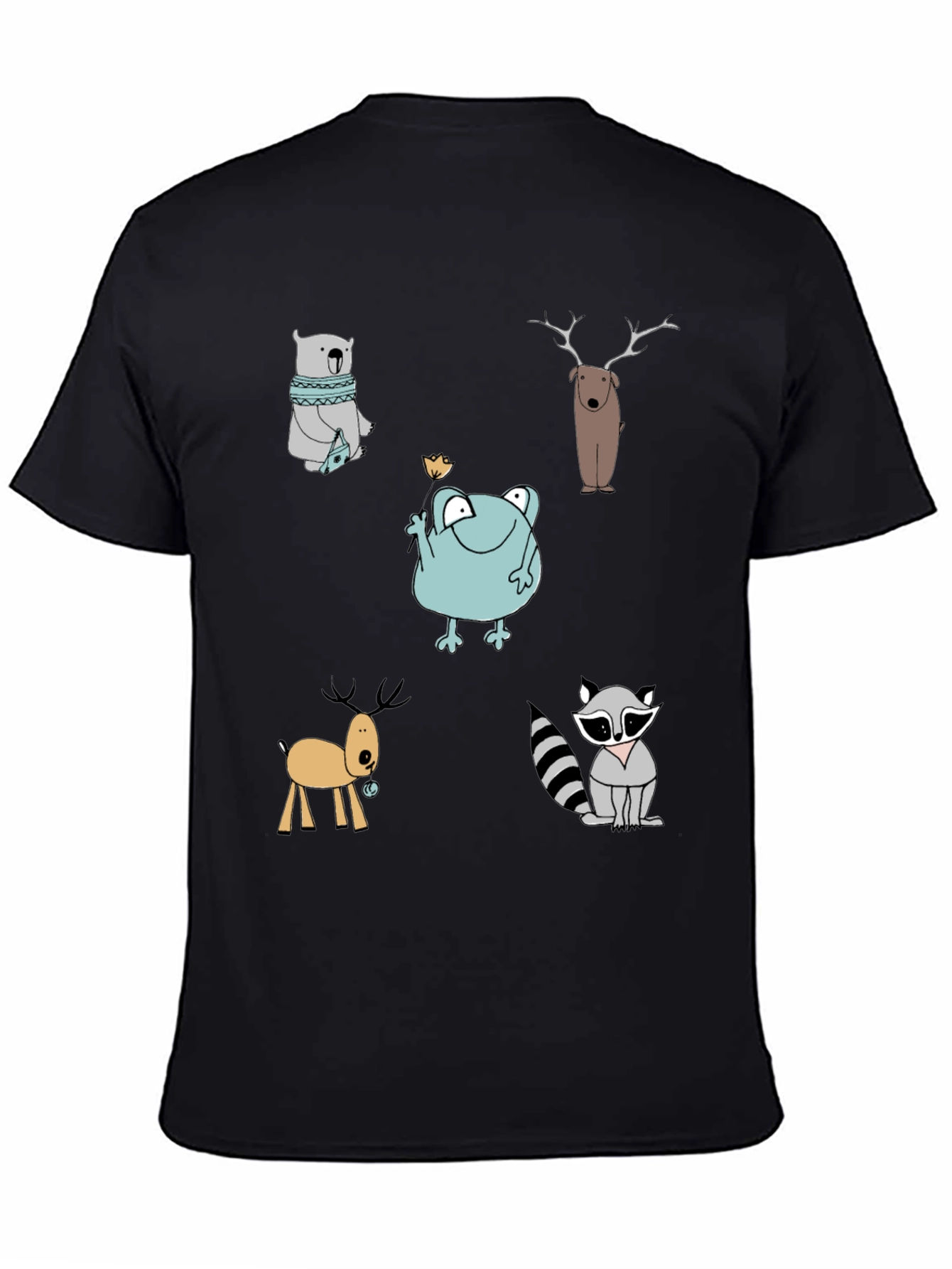 Cartoon Animal Print Crew Neck T-Shirt