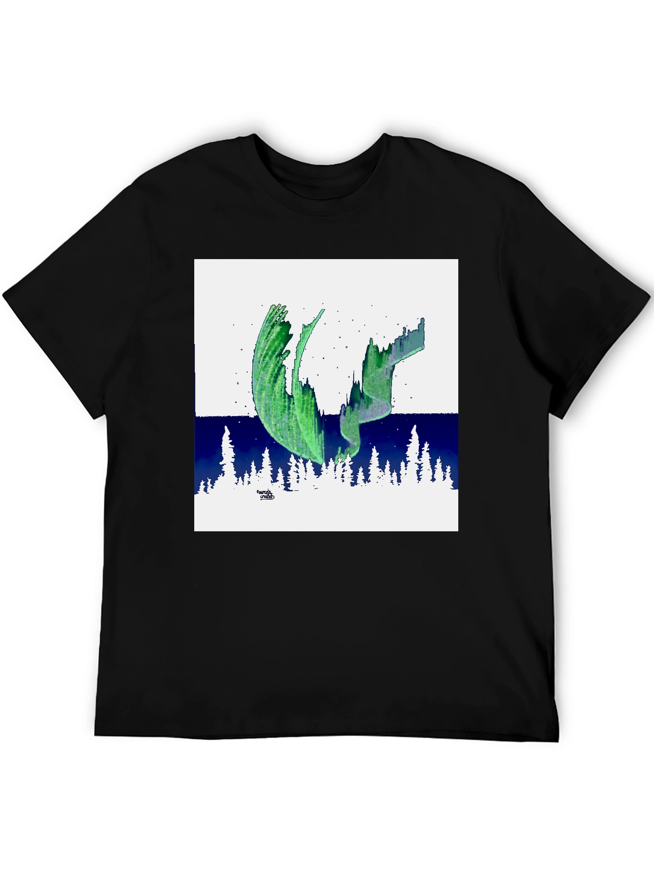 Aurora Borealis Graphic Tee - Black Cotton T-Shirt