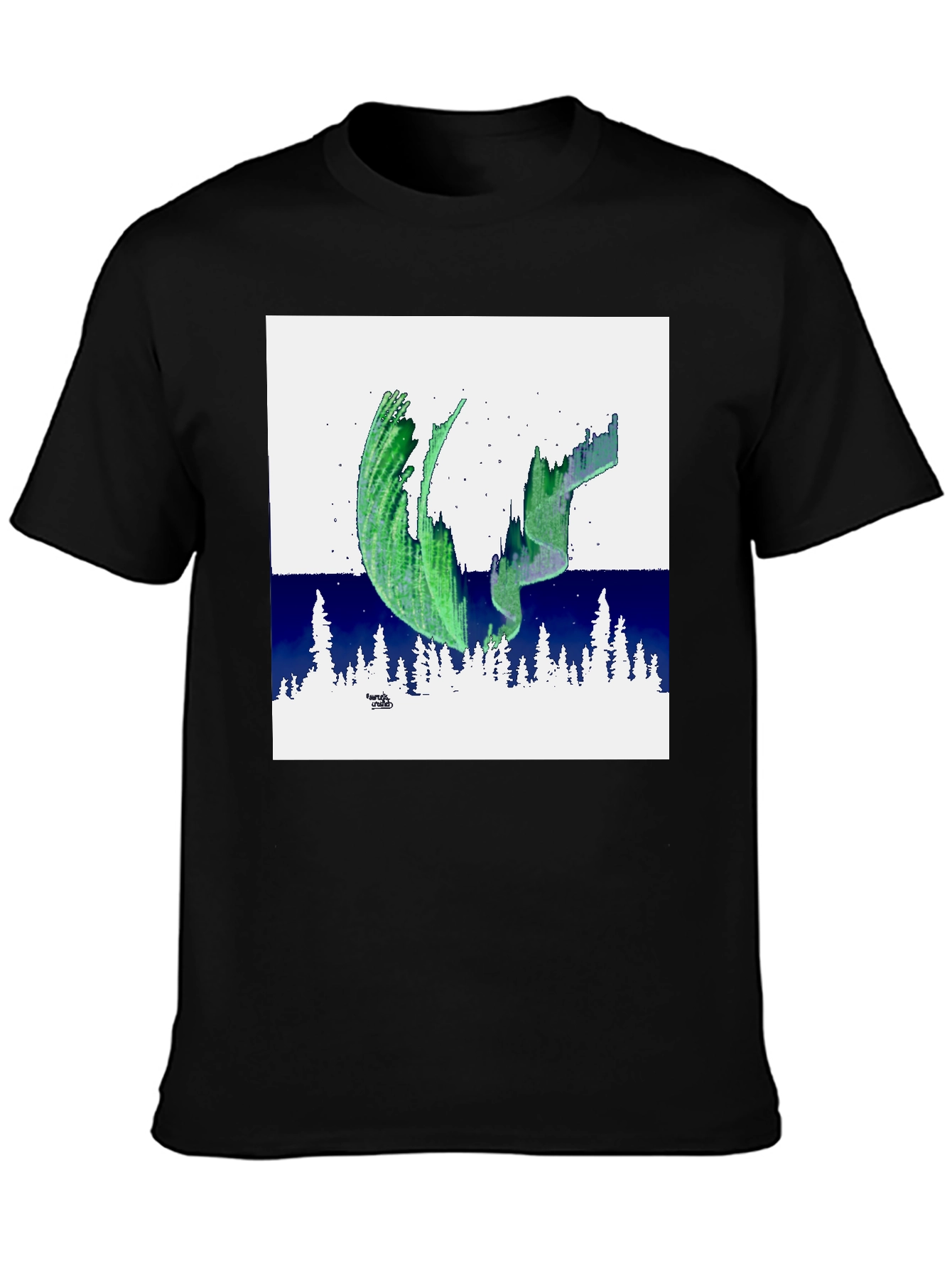 Aurora Borealis Graphic Tee - Black Cotton T-Shirt