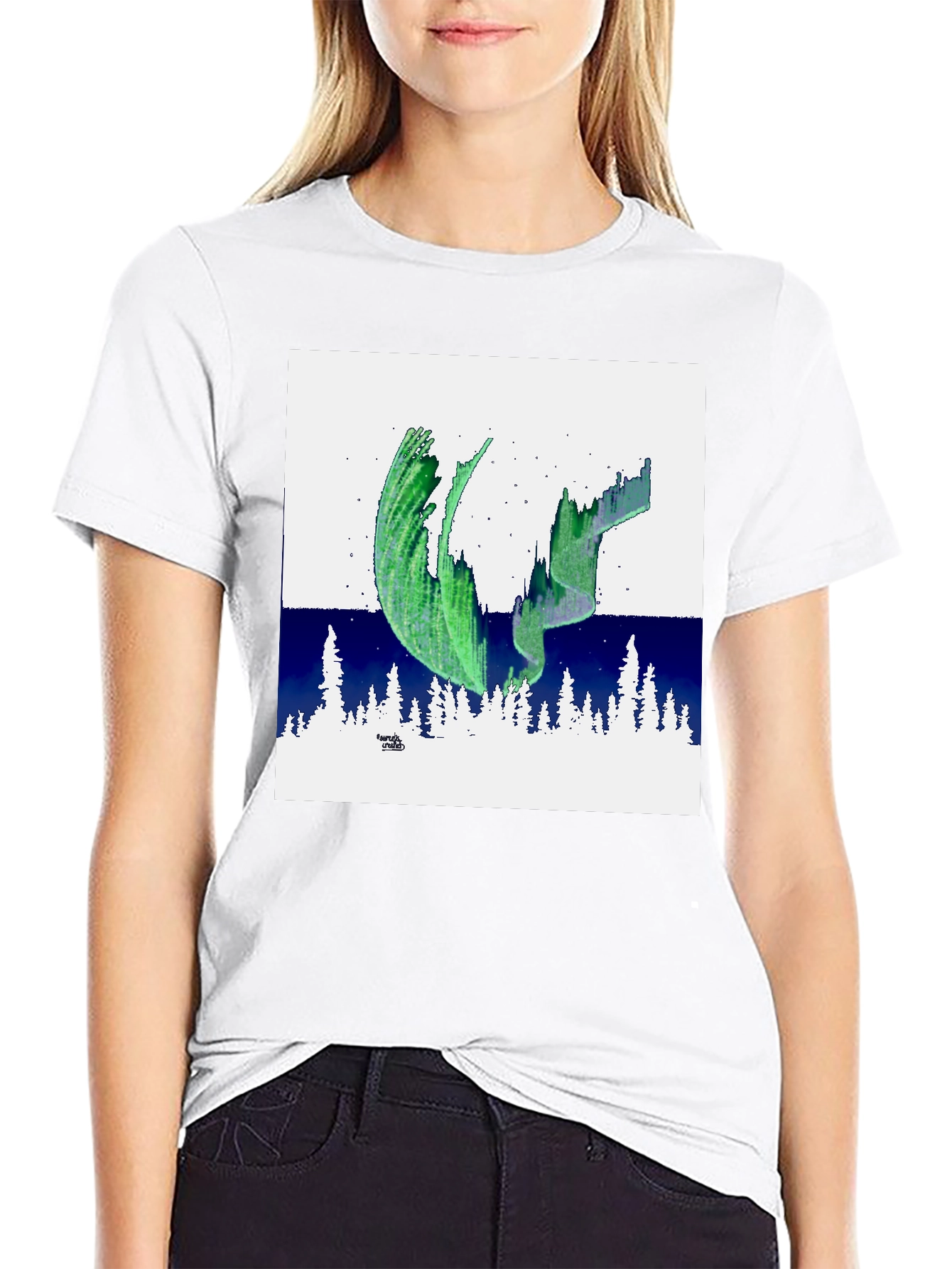 Aurora Borealis Graphic Tee - Black Cotton T-Shirt