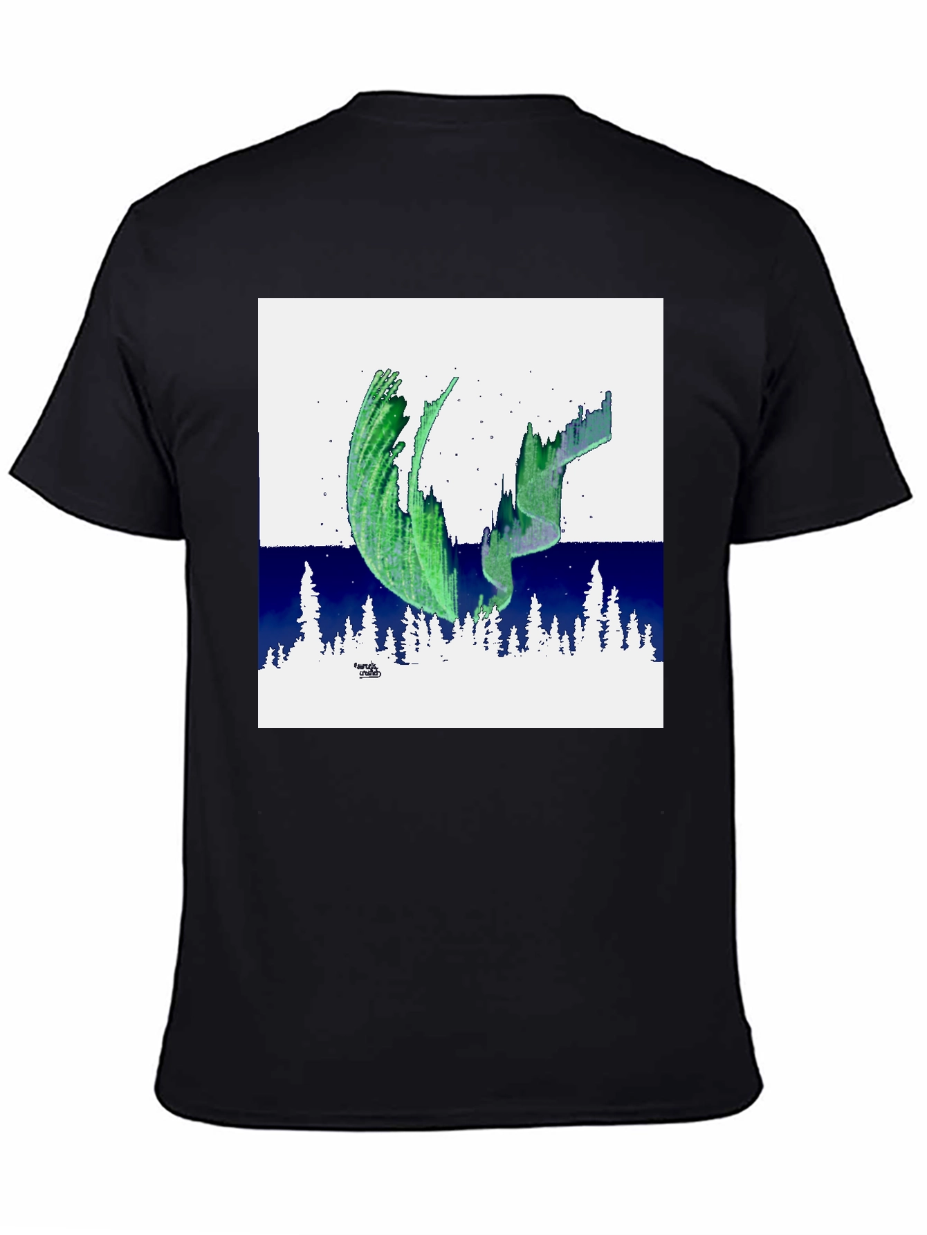 Aurora Borealis Graphic Tee - Black Cotton T-Shirt