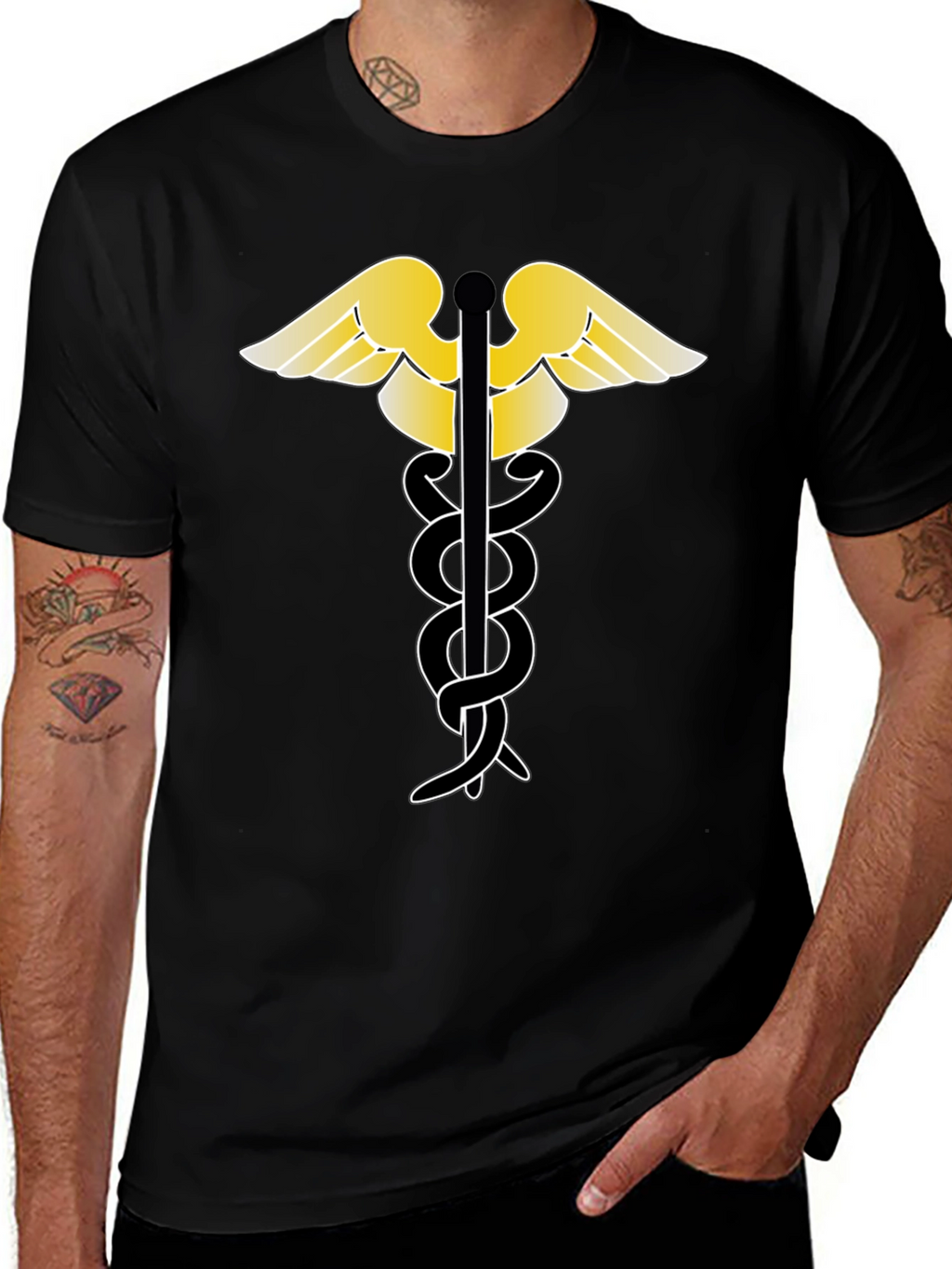 Caduceus Symbol Black T-Shirt