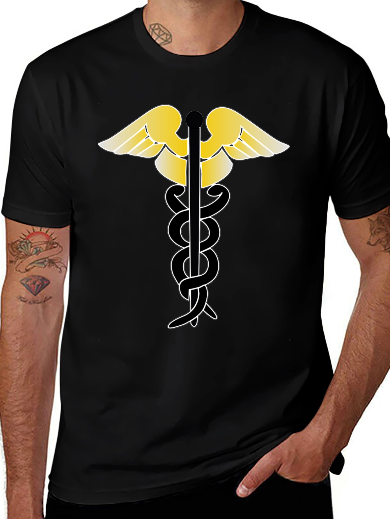 Caduceus Symbol Black T-Shirt