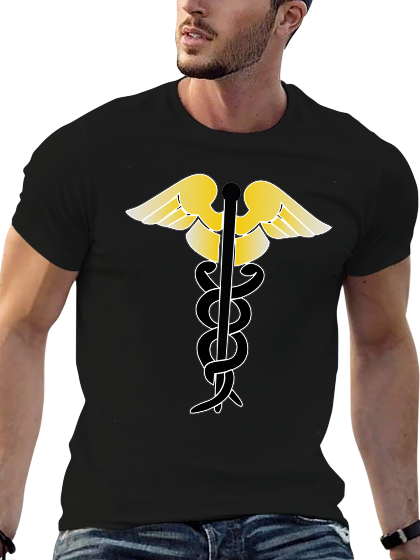 Caduceus Symbol Black T-Shirt