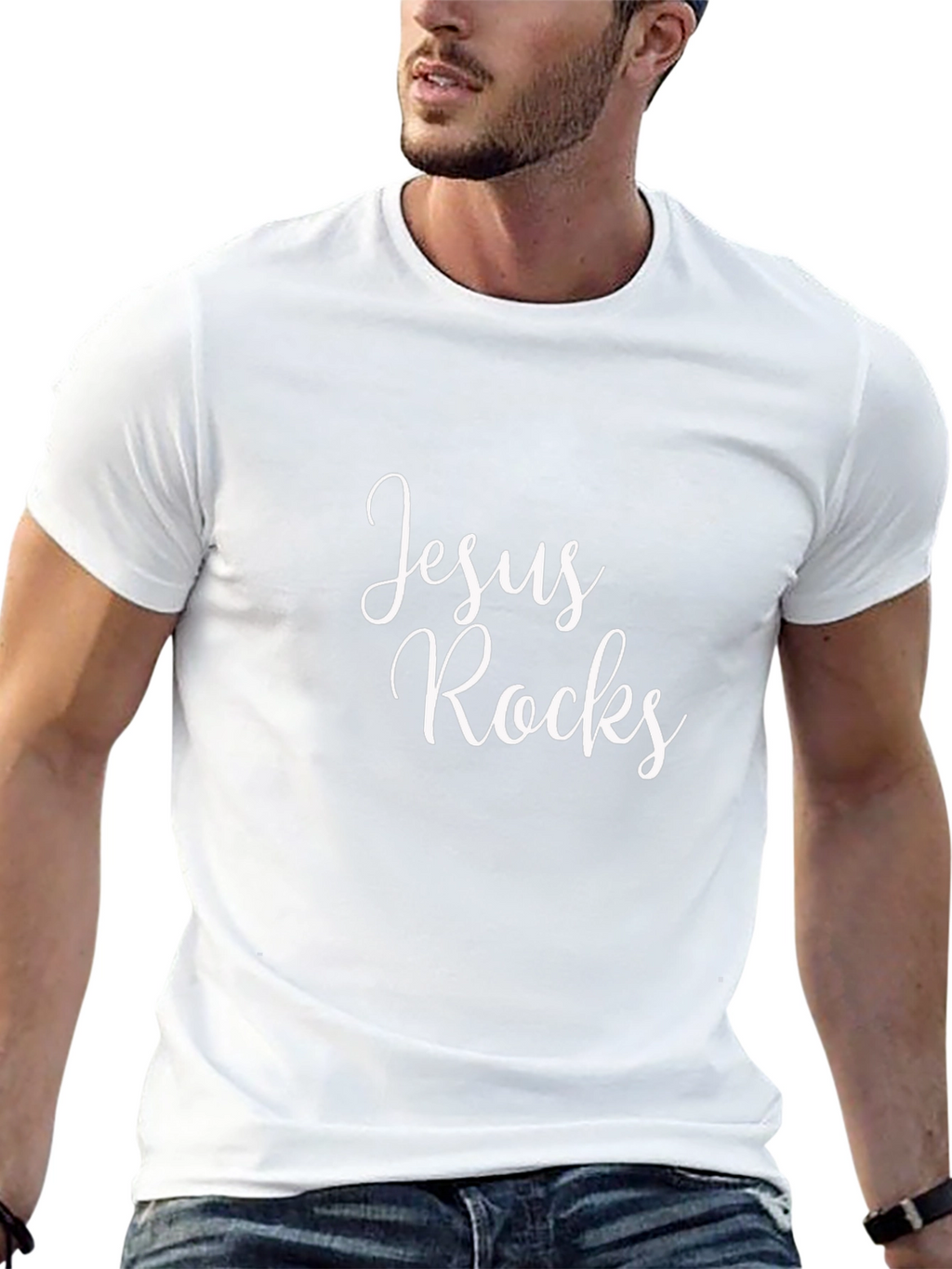 Jesus Rocks Black Graphic T-Shirt