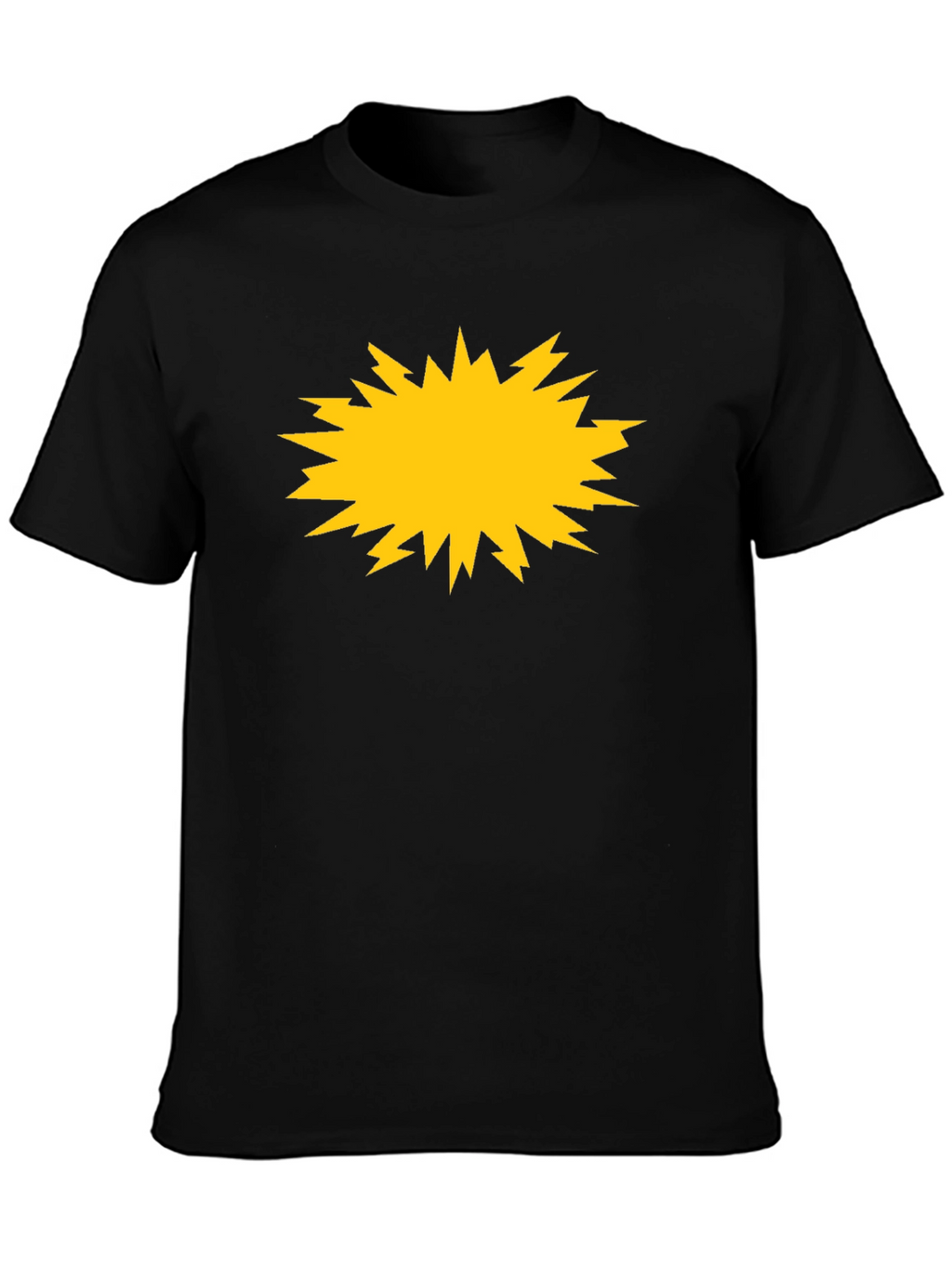 Bold Black Tee with Yellow Burst Graphic