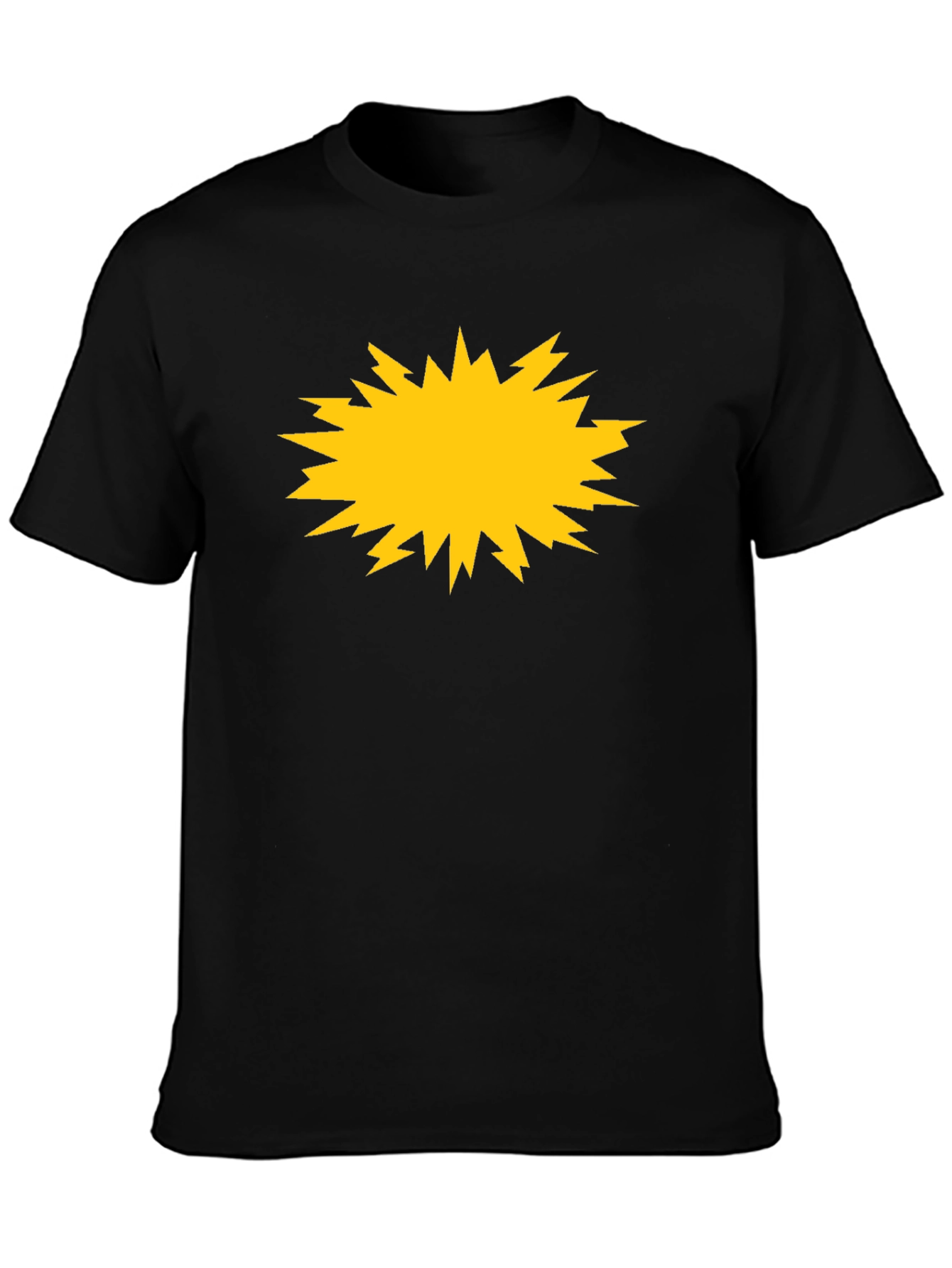 Bold Black Tee with Yellow Burst Graphic