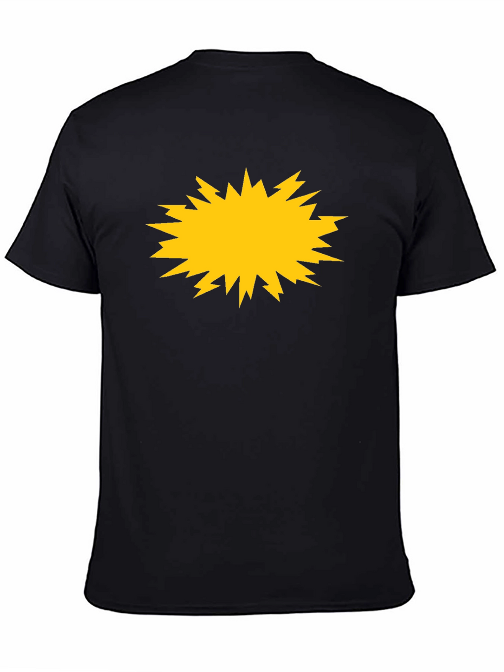 Bold Black Tee with Yellow Burst Graphic