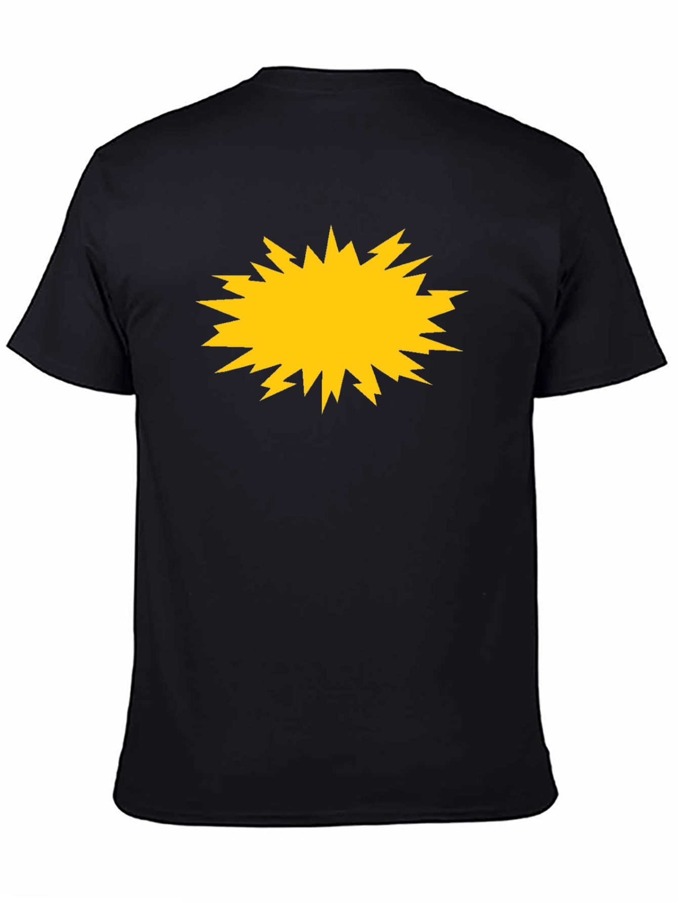 Bold Black Tee with Yellow Burst Graphic