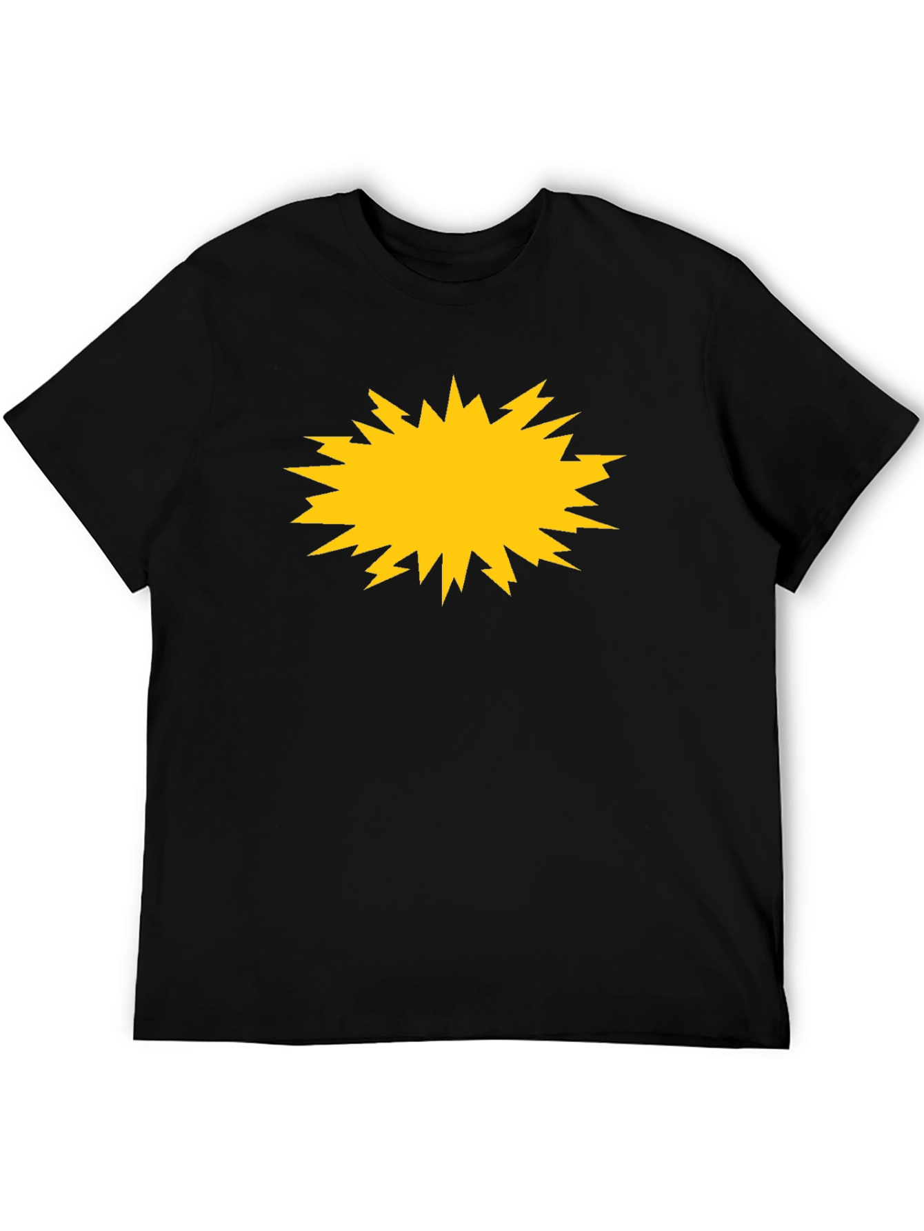 Bold Black Tee with Yellow Burst Graphic