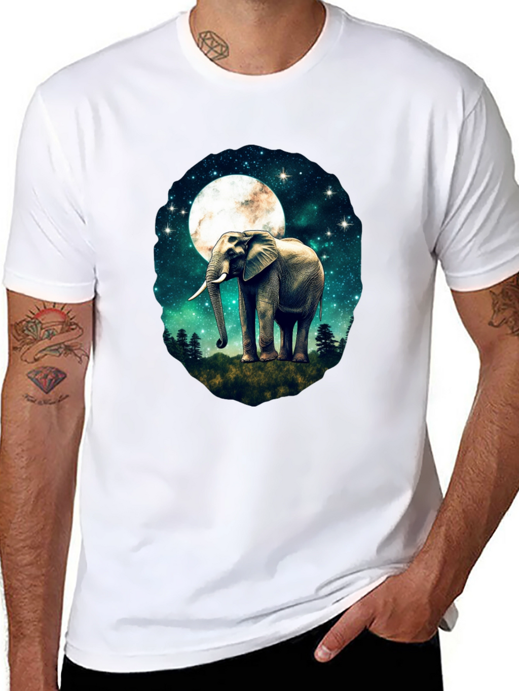 Elephant Moon Graphic T-Shirt - Black
