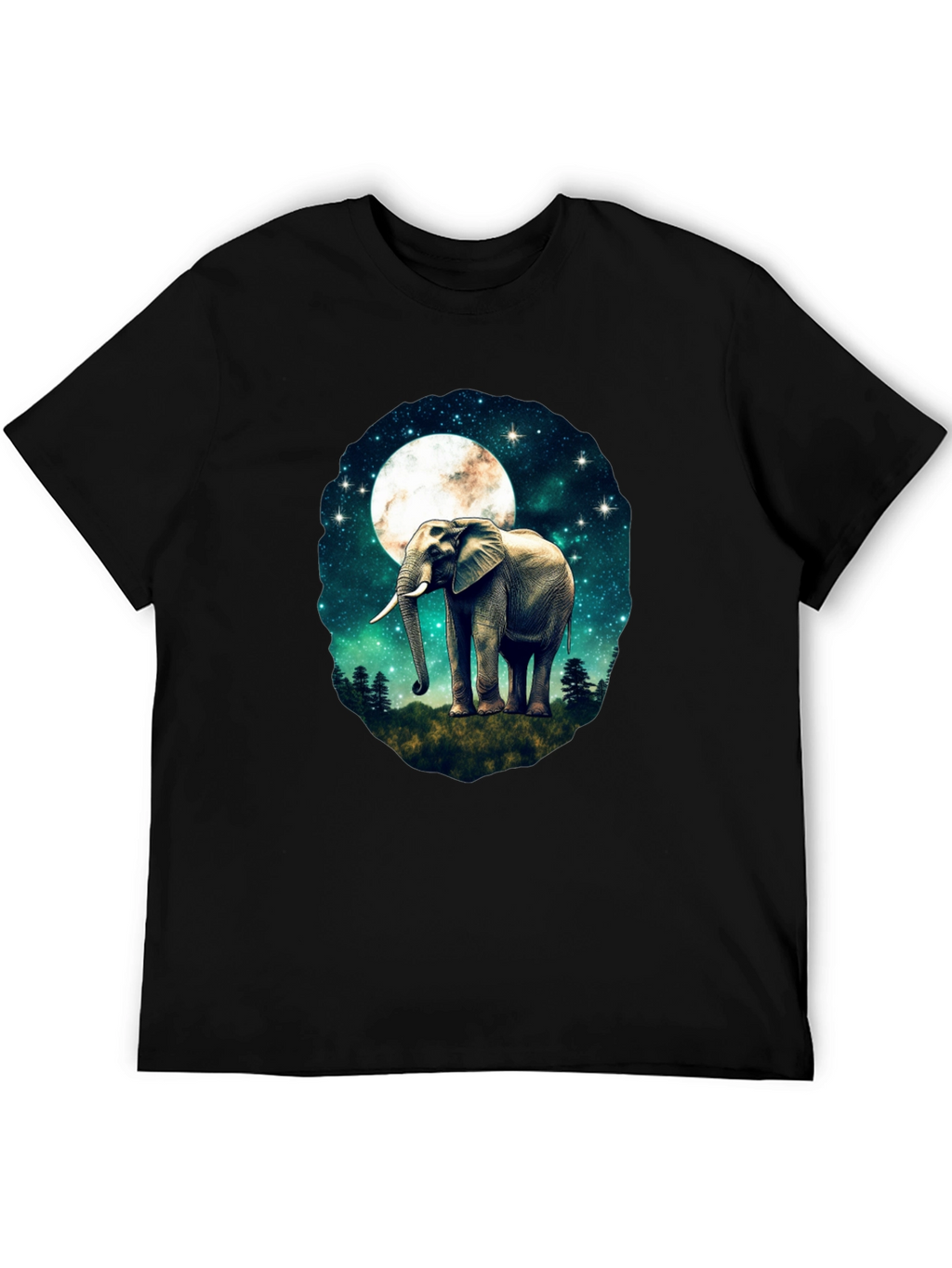 Elephant Moon Graphic T-Shirt - Black
