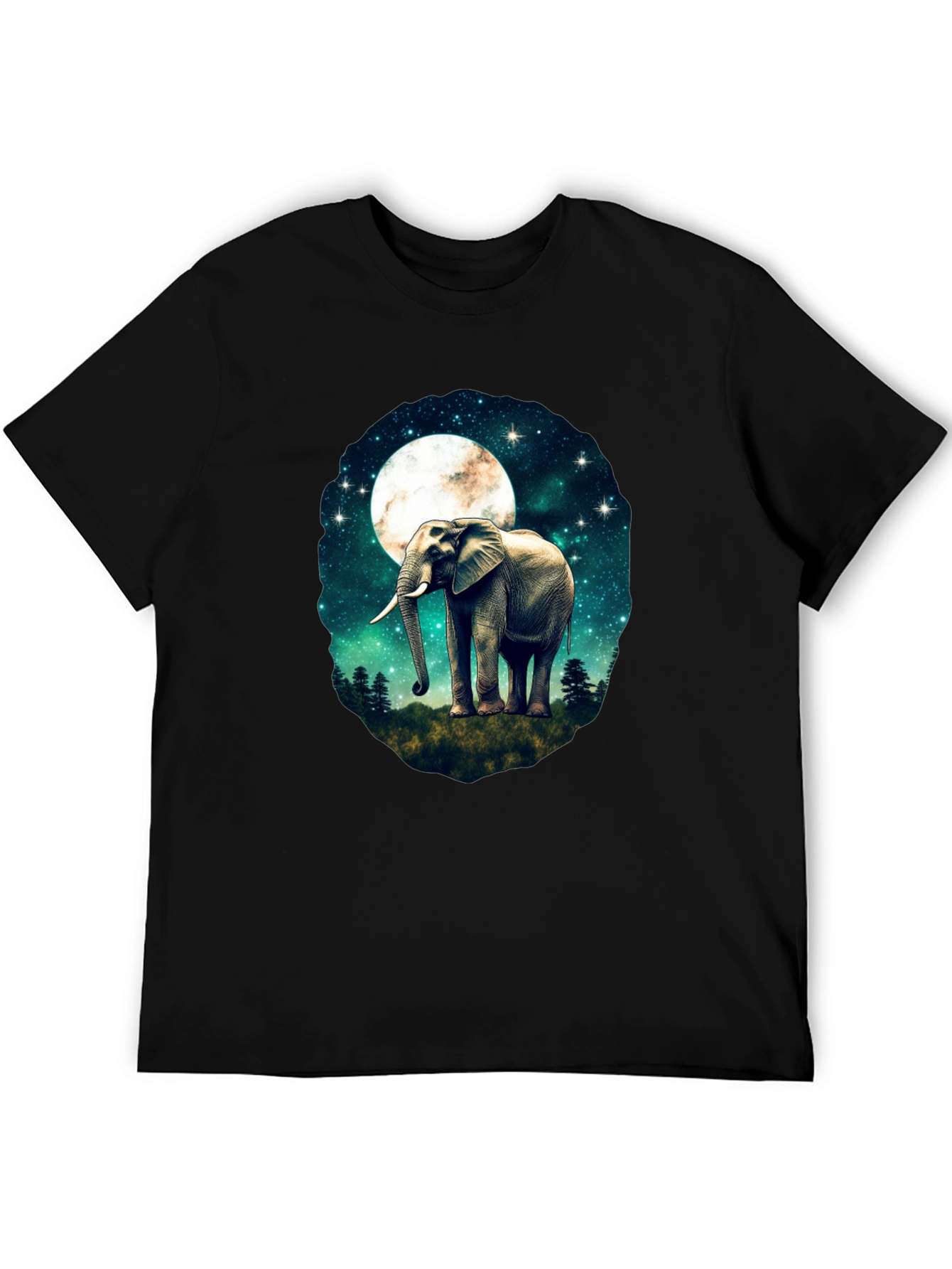 Elephant Moon Graphic T-Shirt - Black