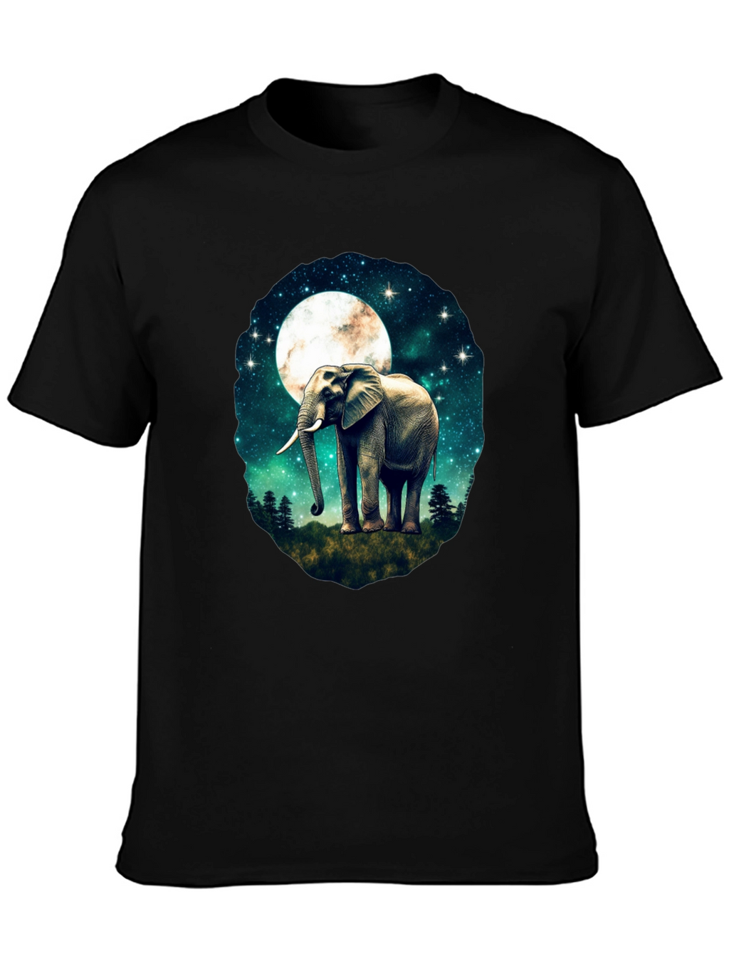 Elephant Moon Graphic T-Shirt - Black