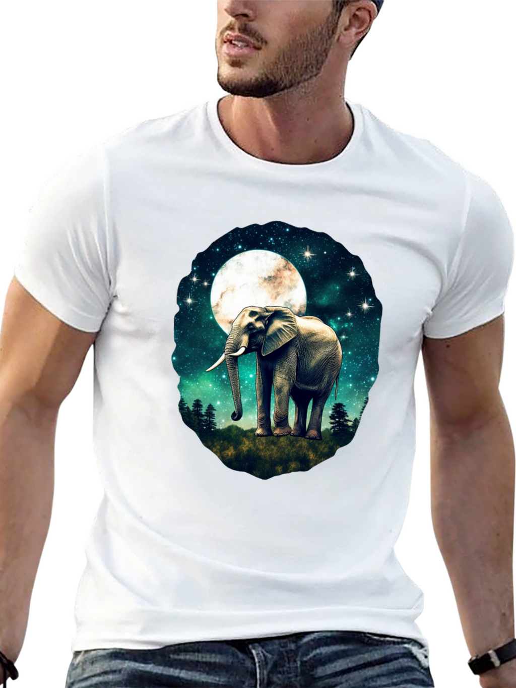 Elephant Moon Graphic T-Shirt - Black