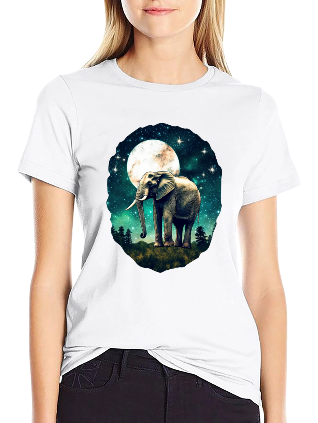Elephant Moon Graphic T-Shirt - Black
