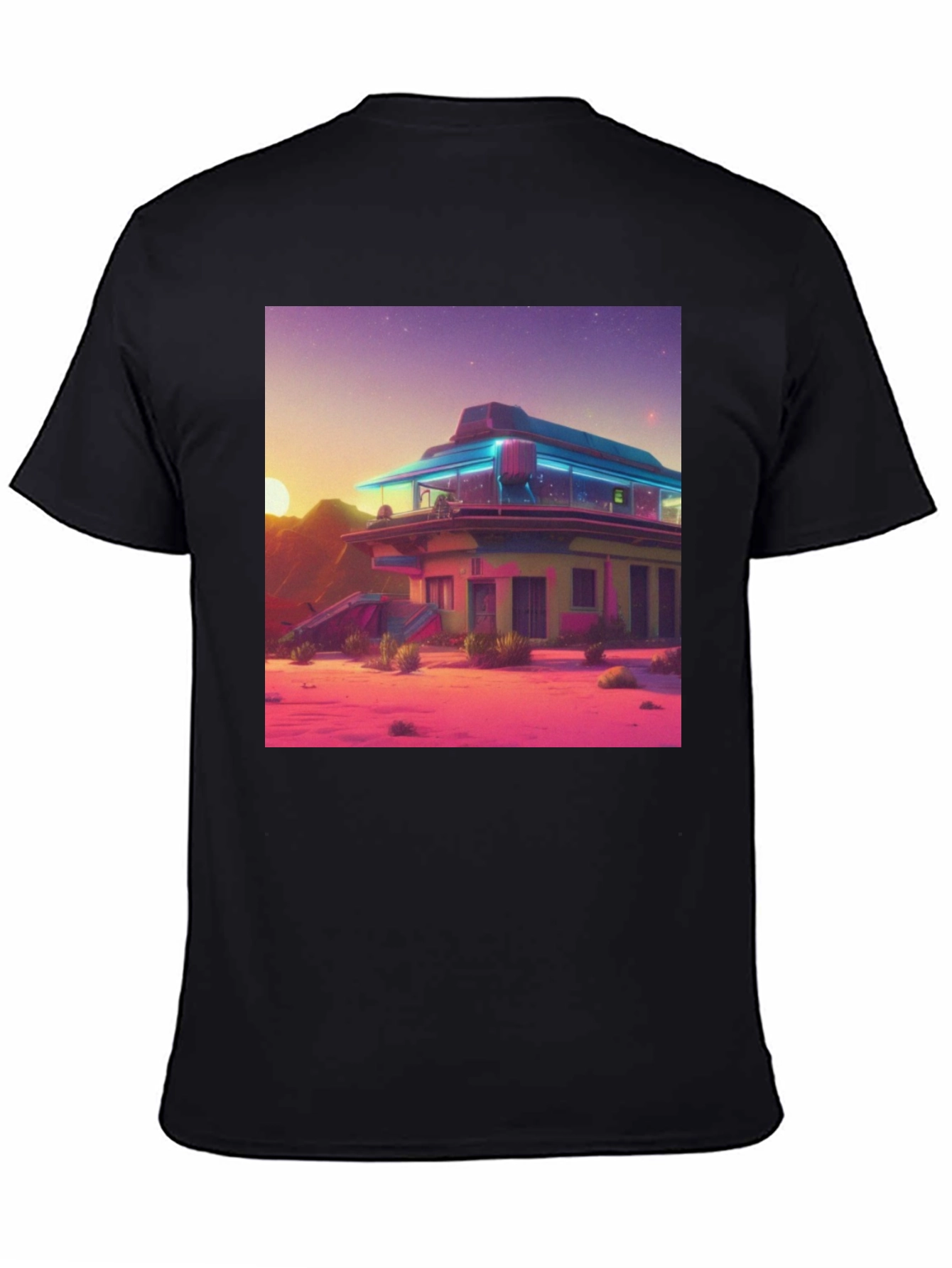 Retro Desert Diner Graphic Tee - Black