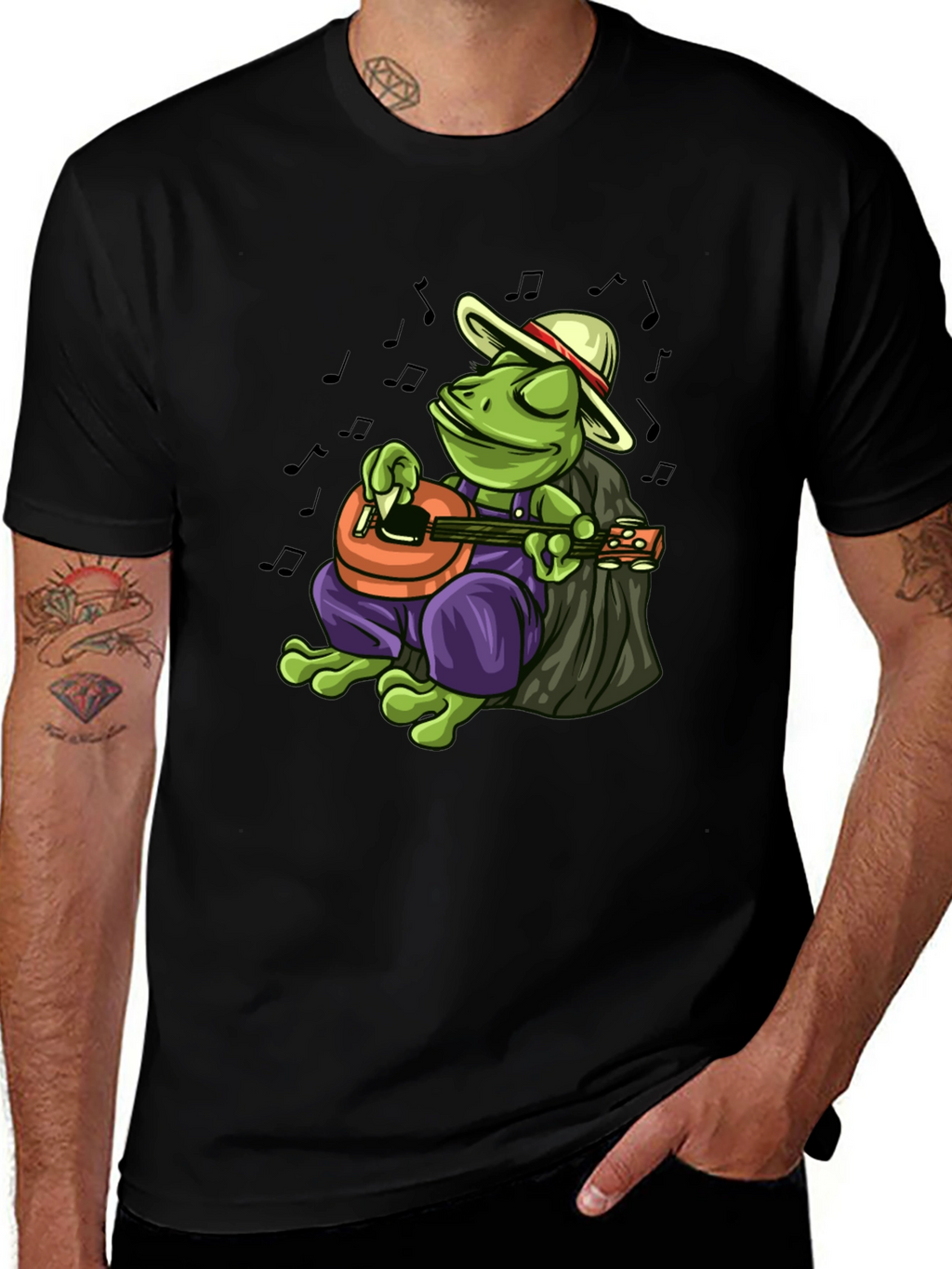 Cool Frog Musician Graphic T-Shirt