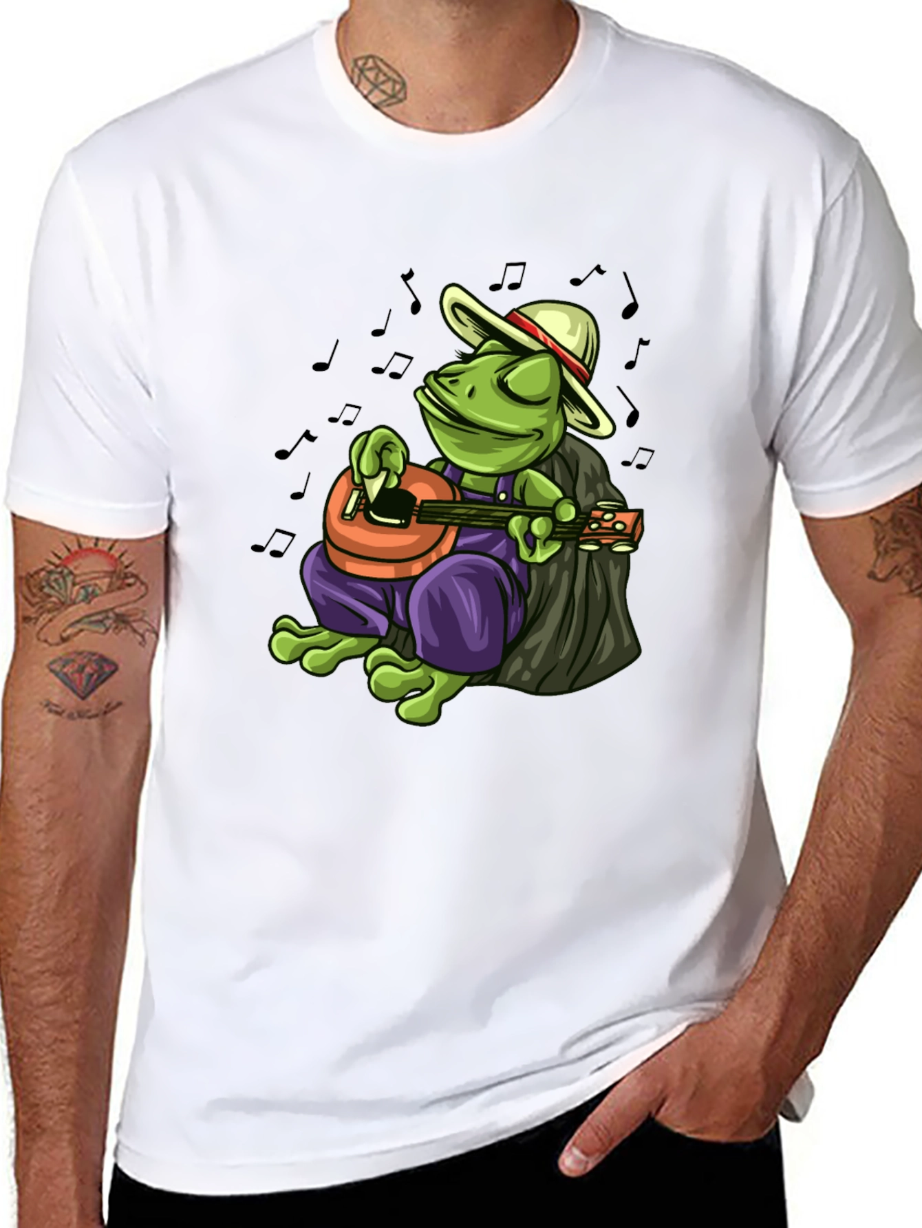 Cool Frog Musician Graphic T-Shirt